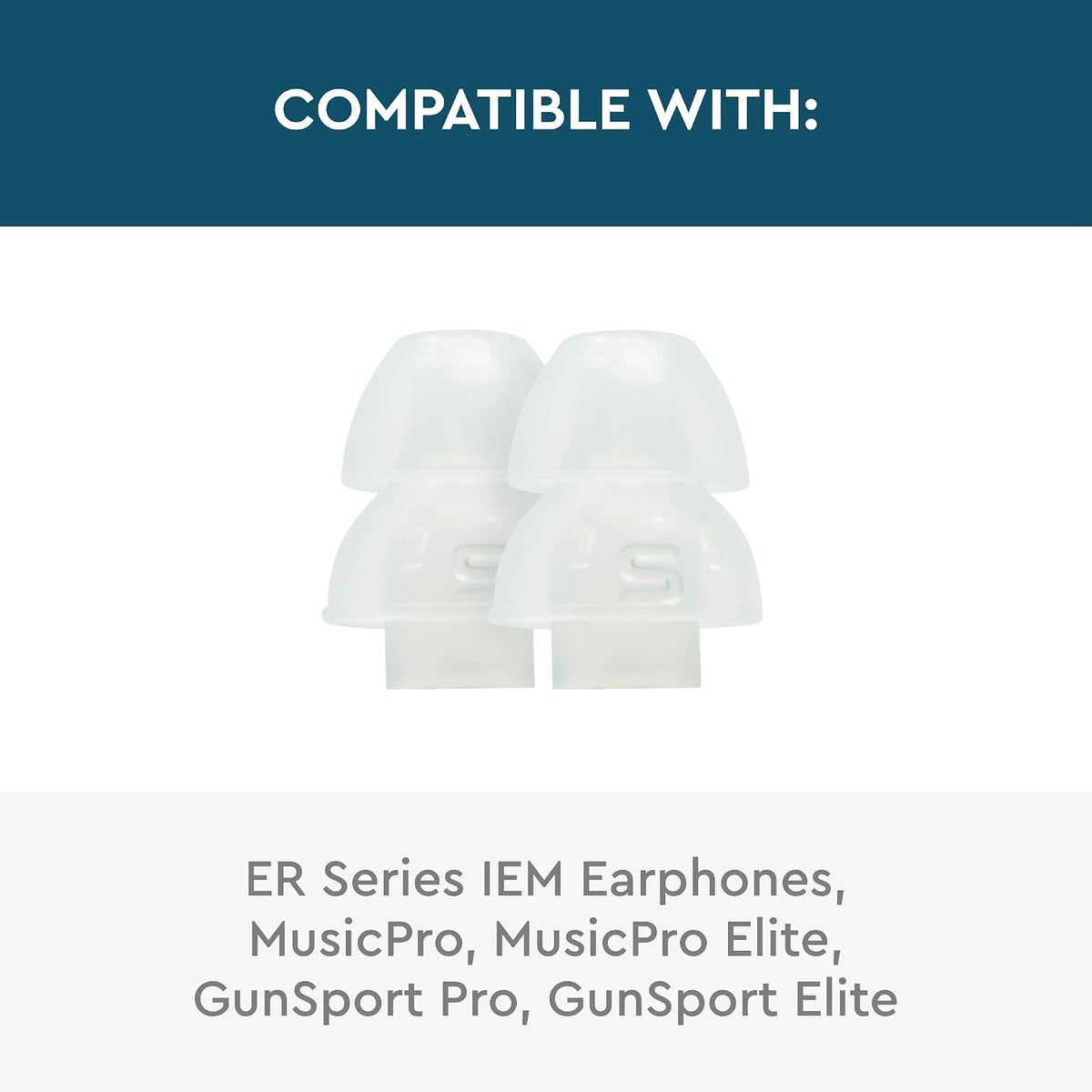 Etymotic Dual Flange Silicone Eartips, Clear - 6 Pack - Standard Fit