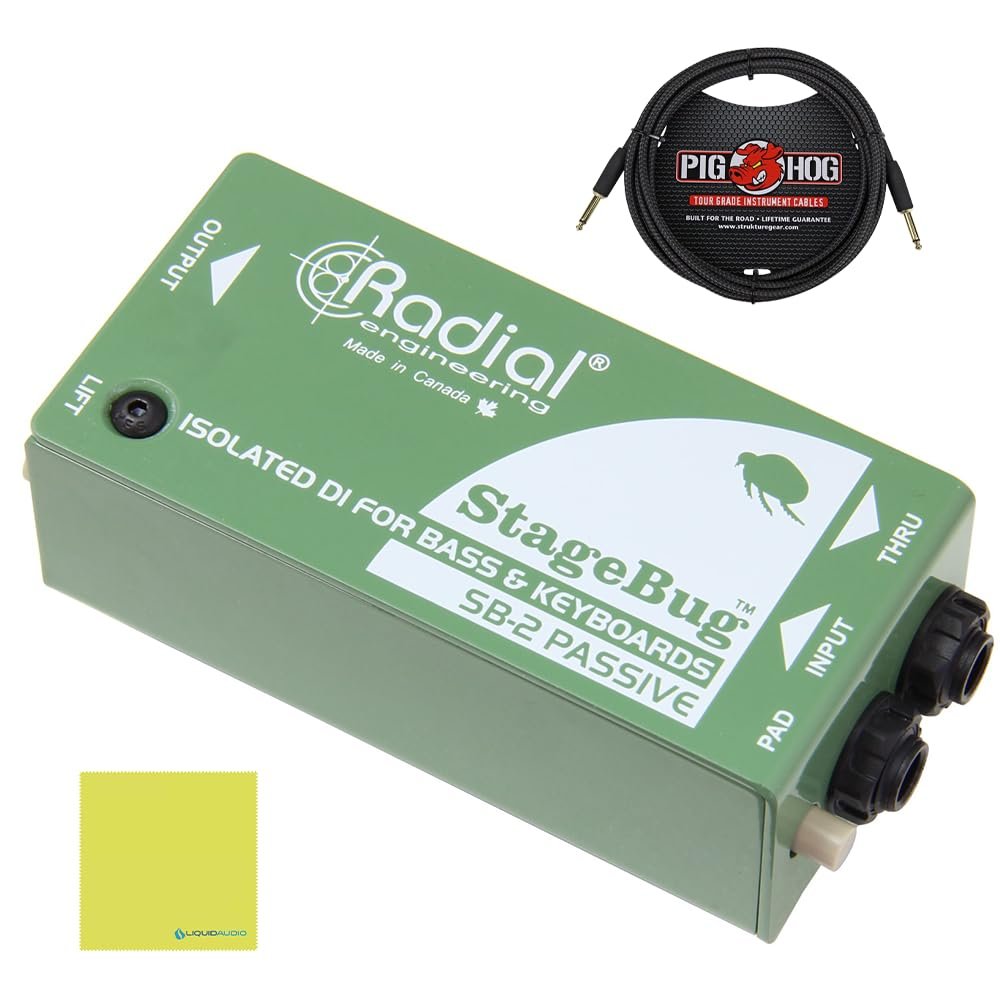 Radial Engineering StageBug SB-2 Compact Passive DI Bundle w/Pig Hog PCH10BK 