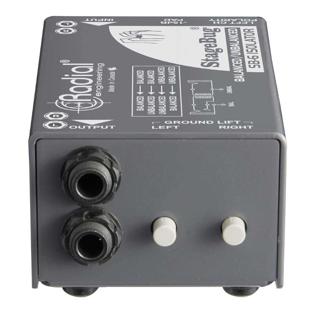 Radial Engineering StageBug SB-6 Passive Stereo Line Isolator Bundle w/Pig Hog PCH10BK "Black Woven" Instrument Cable and Liquid Audio Polishing Cloth