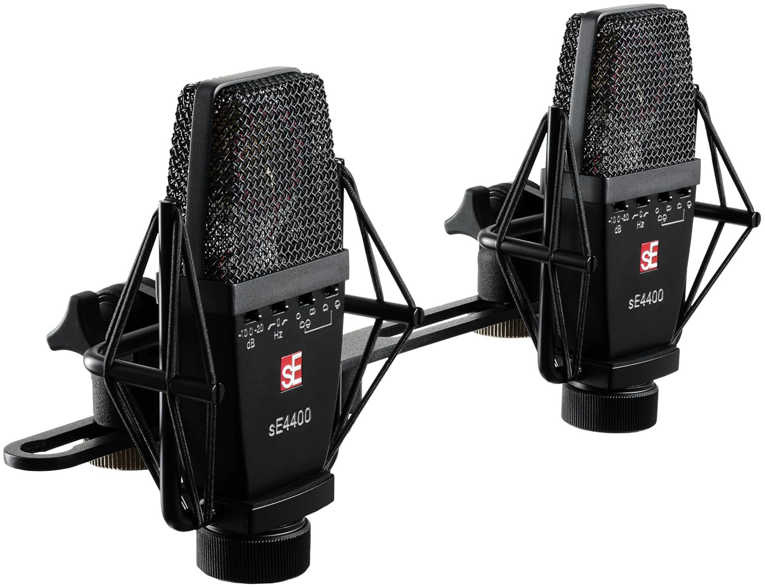 SE ELECTRONICS sE4400 Multi-Pattern Large Diaphragm Condenser Microphone with Gold Capsule, Pads & Low-Cut Filters & Shockmount - Professional Studio Recording Microphone (Matched Pair)