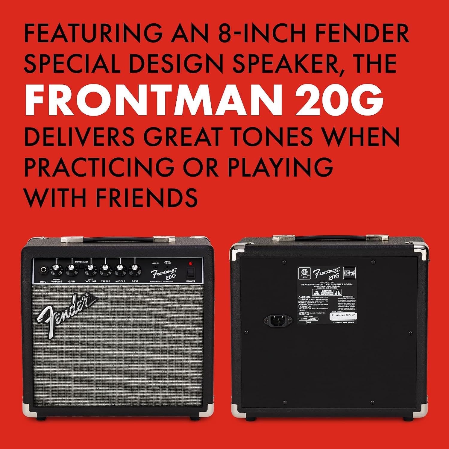 Fender Frontman 20G Electric Guitar Amplifier, 20-Watt Amp, 8" Speaker
