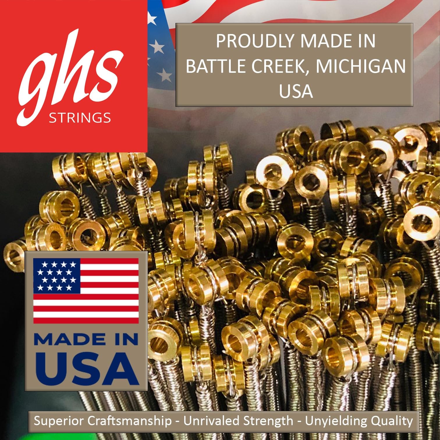 GHS Strings M3050 4-String Bass Precision Flats, Stainless Steel Flatwound Bass Strings, 38" Winding, Medium (45-105)