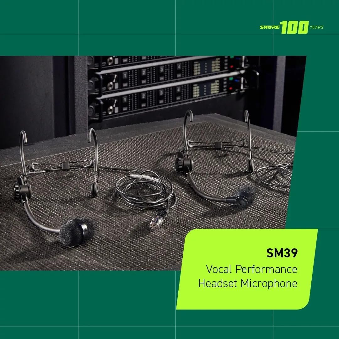 Shure SM39 Headset Microphone - Vocal Performance Cardioid Headworn Mic Compatible with Axient Digital, Secure Low Profile Fit, Ergonomic Design