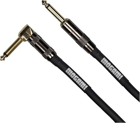 Mogami Platinum Guitar Instrument Cable, 1/4" TS Male Plugs, Gold Contacts, Right Angle to Straight Connectors