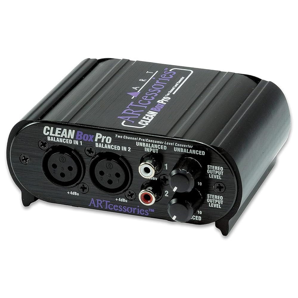 ART CLEANBox Pro Dual Channel Level Converter Bundle with 2x 3ft Pig Hog 8mm XLR Mic Cables & Polishing Cloth – Converts Between Consumer & Pro Line Levels, Balanced & Unbalanced Signals