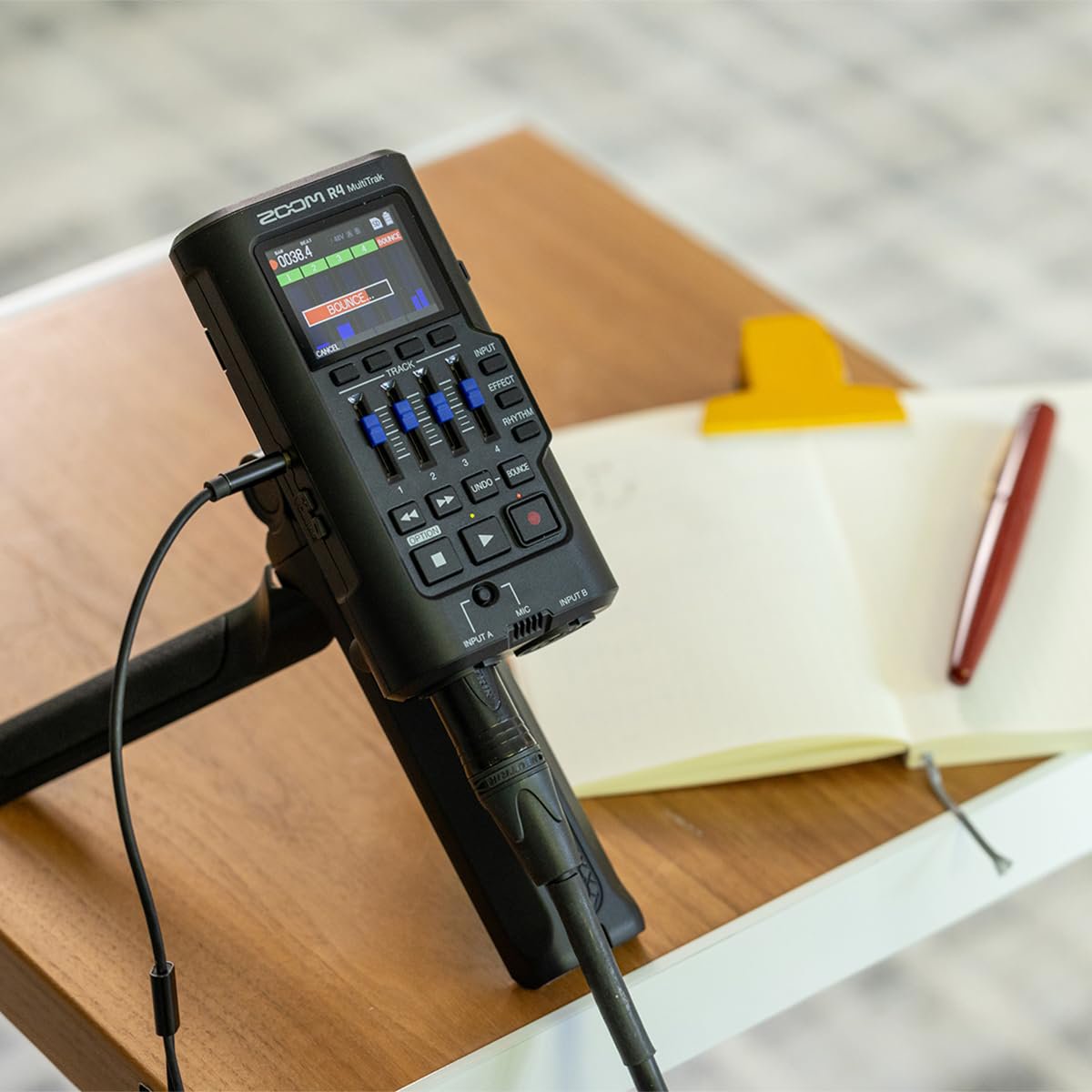 Zoom R4 Multi-Track Recorder for Musicians with 2 XLR/TRS Combo Inputs, 32-Bit Float, Stereo Bouncing Built-In Microphone, Effects, Rhythms, Battery Powered, USB Audio Interface