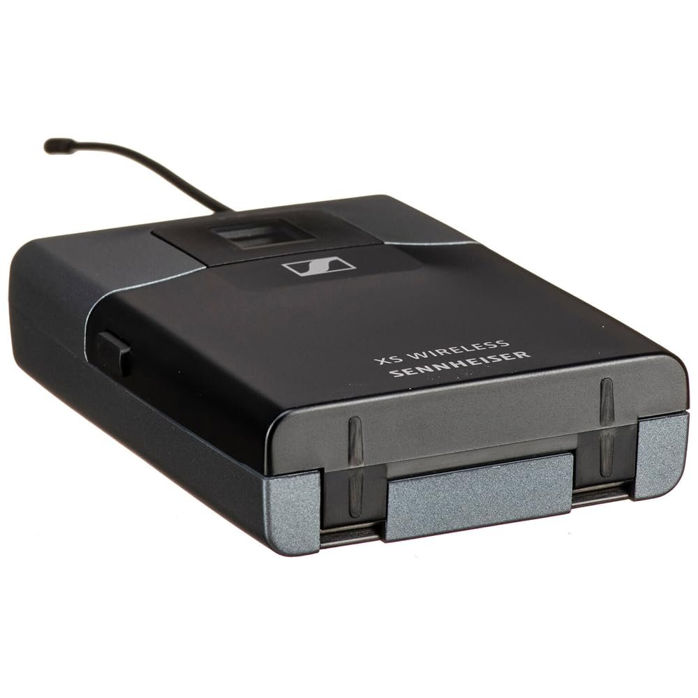 Sennheiser SK XSW Wireless Bodypack Transmitter – A Range Bundle with 4X Blucoil AA Batteries & Polishing Cloth – Rugged Design, Secure Transmission, and Extended Battery Life, (SK-XSW-A),Black