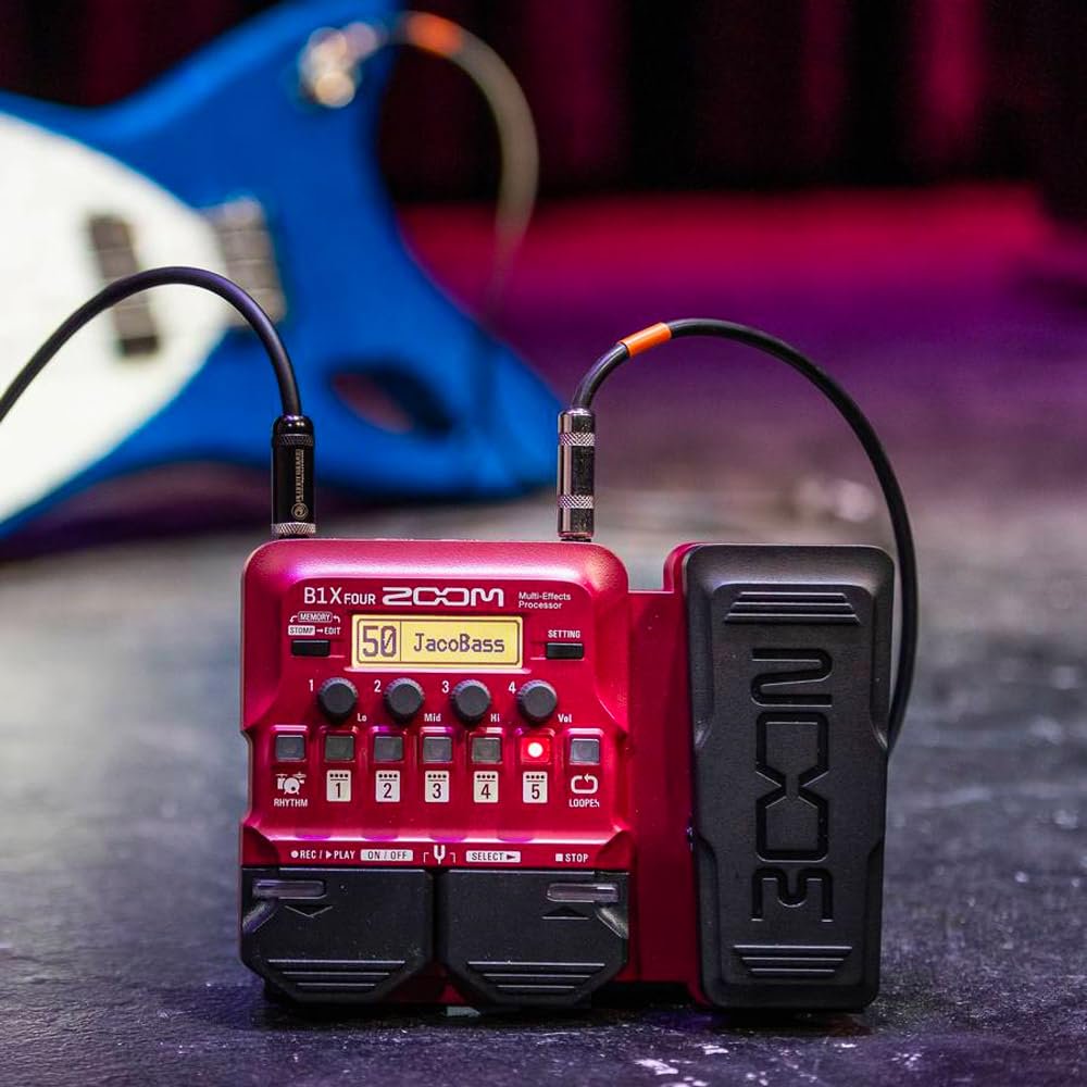 Zoom B1X FOUR Bass Multi-Effects Processor with Expression Pedal, 70+ Built-in Effects, Amp Modeling, Looper, Rhythm Section, Tuner, Battery Powered