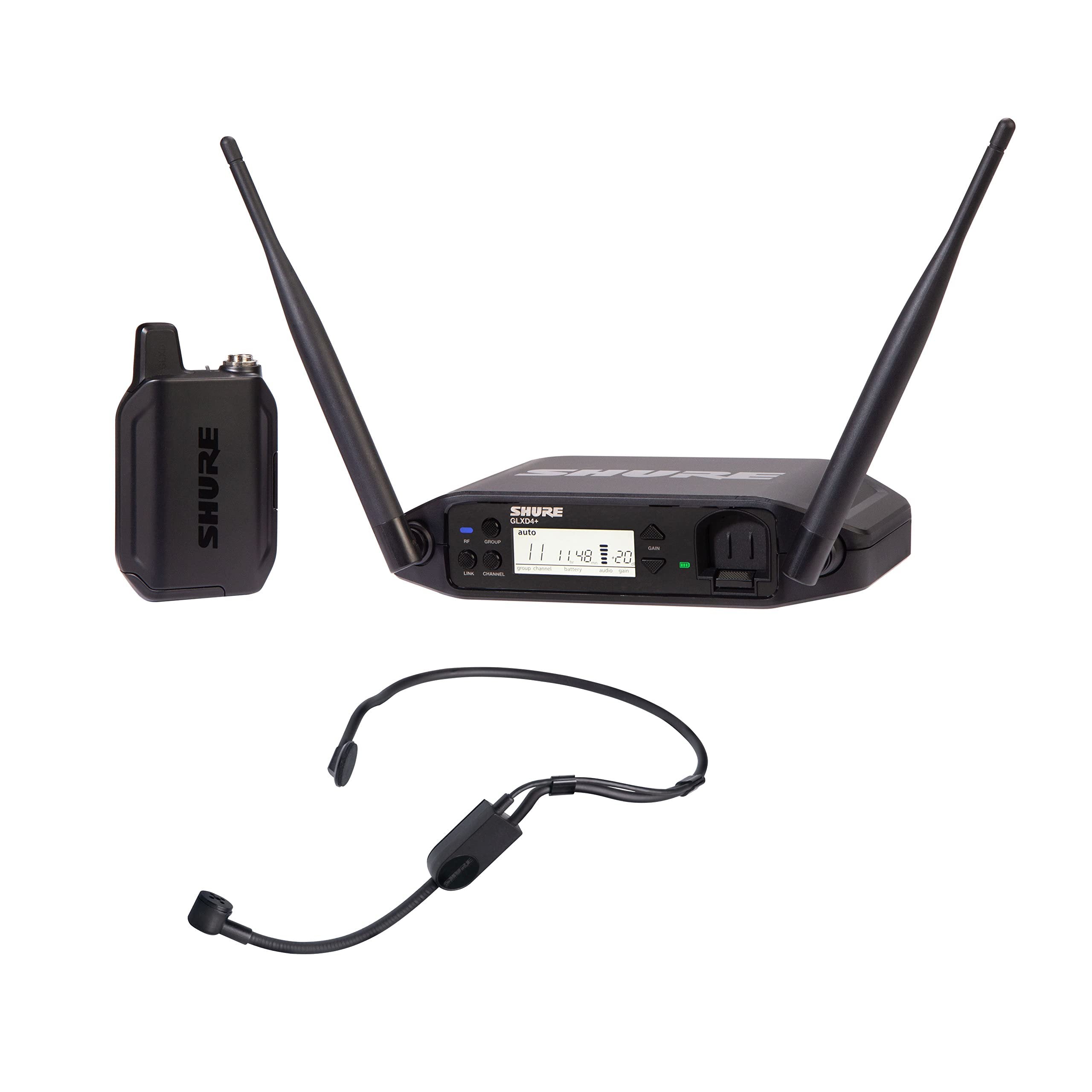 Shure GLXD14+/PGA31 Dual Band Pro Digital Wireless Microphone System - 12-Hour Battery Life, 100 ft Range | PGA31 Headset Mic, Single Channel Receiver (GLXD14+/PGA31-Z3)