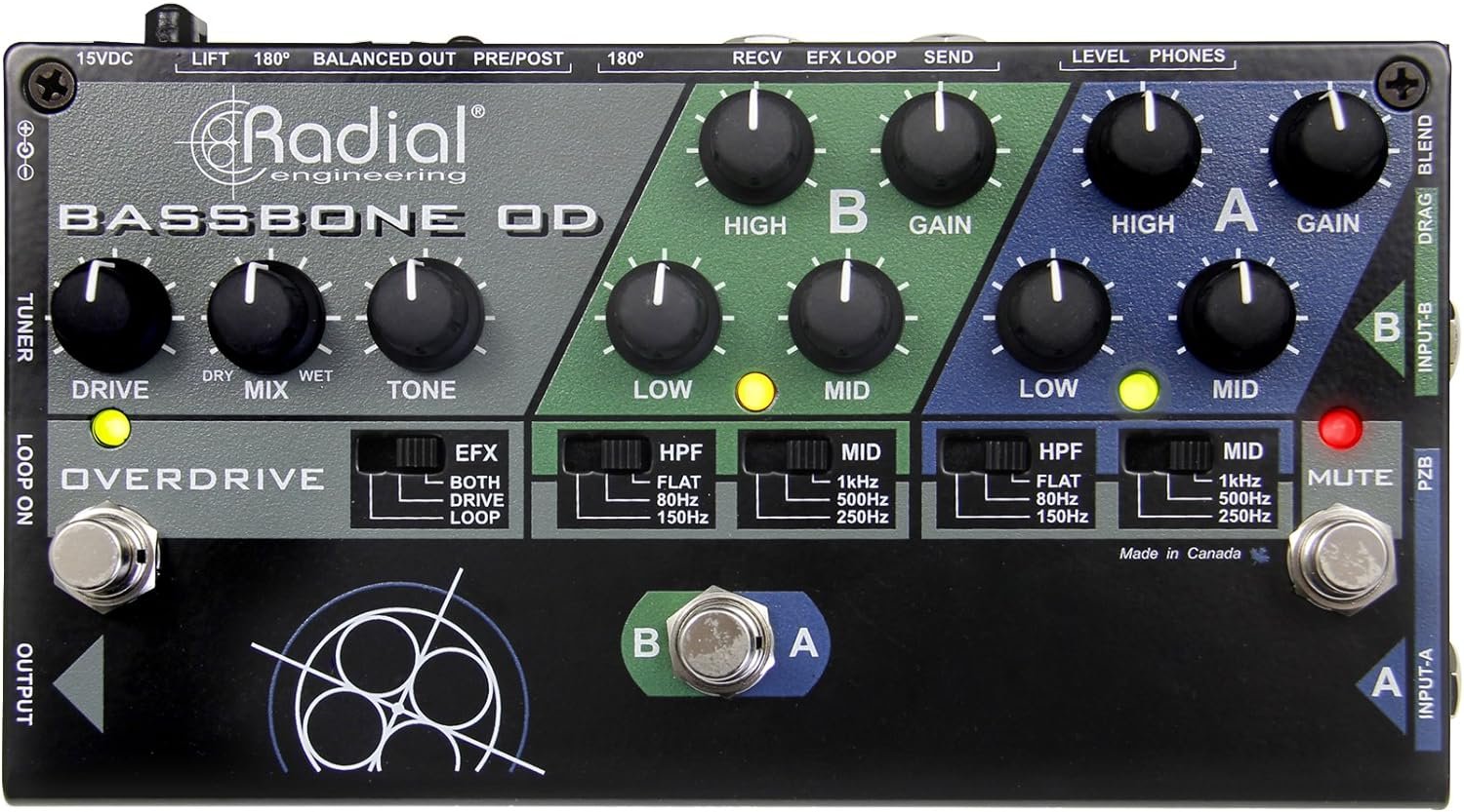 Bassbone OD Guitar Effects Switcher - Black