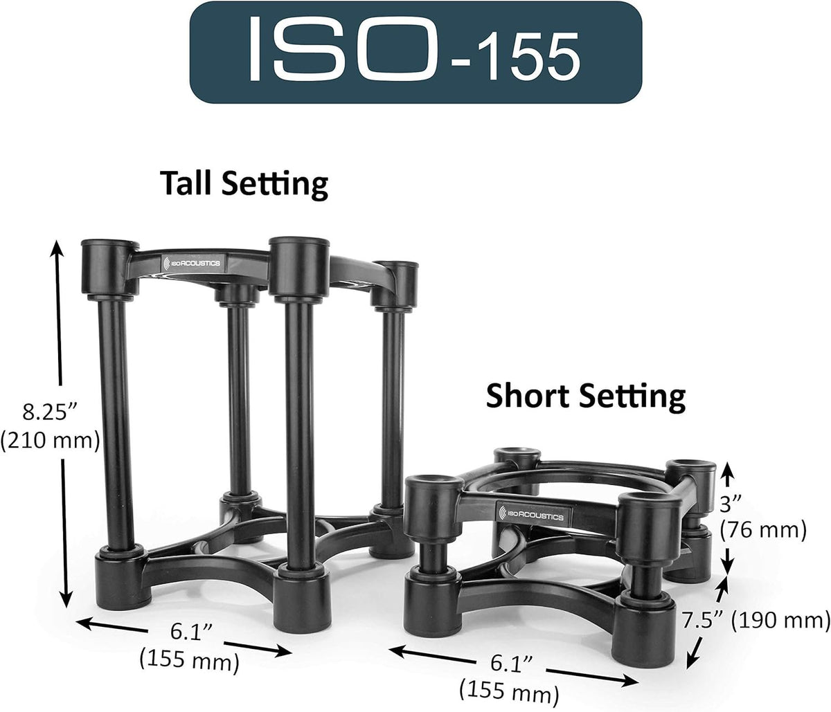 IsoAcoustics ISO-Stand Series Speaker Isolation Stands – Height & Tilt Adjustable, Pair