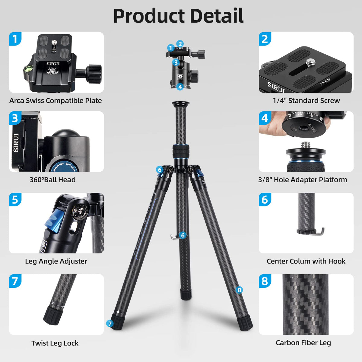 SIRUI AT-125 Carbon Fiber Travel Tripod with Ball Head
