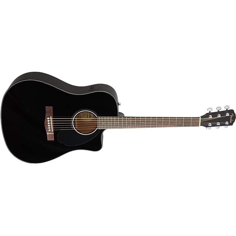 Fender CD-60SCE Dreadnought Acoustic Guitar, Walnut Fingerboard, Black, 0970113006