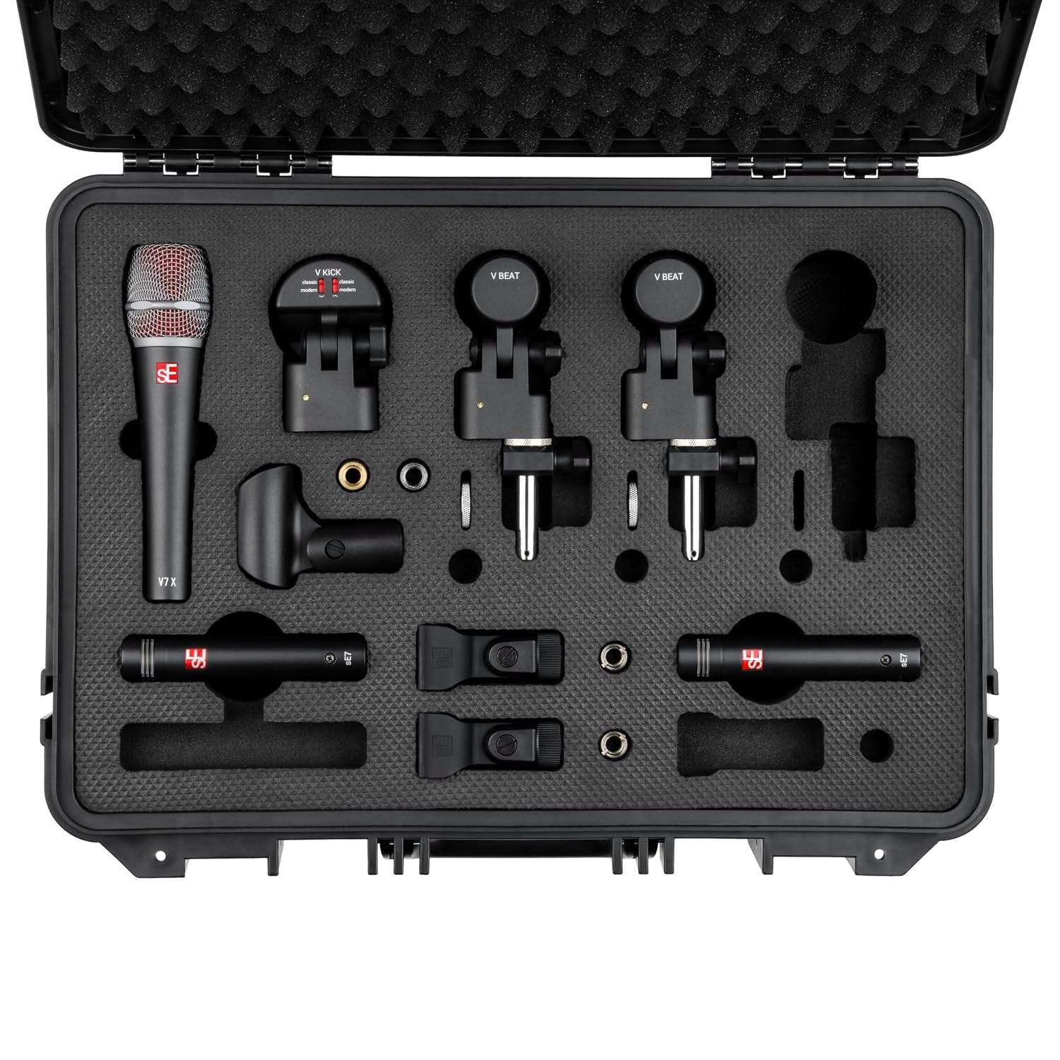 SE ELECTRONICS V Pack Club Standard Drum Mic Kit for Toms, Snares & Bass Drums - Includes 1 V Kick, 2 V Beats, 2 V Clamps, 1 V7 X Instrument Microphone, 2 sE7 Condensers & More