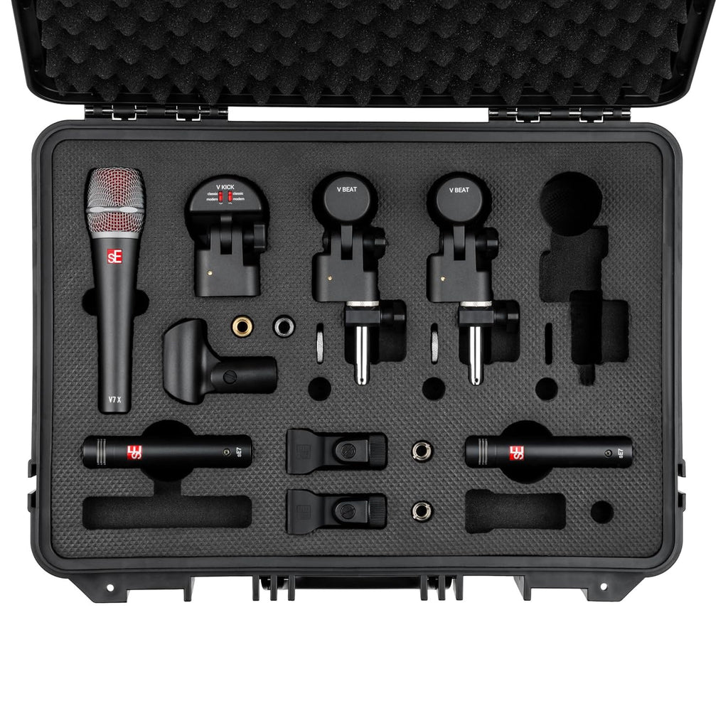 SE ELECTRONICS V Pack Club Standard Drum Mic Kit for Toms, Snares & Bass Drums - Includes 1 V Kick, 2 V Beats, 2 V Clamps, 1 V7 X Instrument Microphone, 2 sE7 Condensers & More