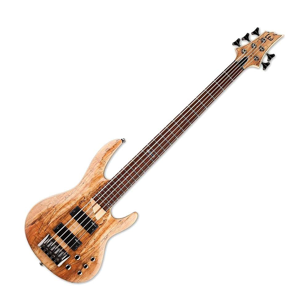 ESP LTD B-205SM Spalted Maple Five-String Bass Guitar, Natural Satin