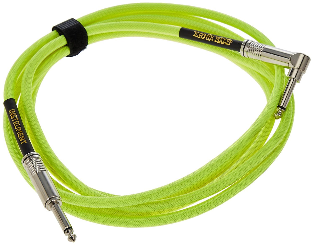 Ernie Ball Braided Instrument Cable, Straight/Angle, 10ft, Neon Yellow (P06080)