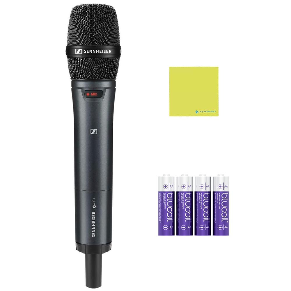 Liquid Audio Sennheiser SKM 100 G4-S-1G8 Handheld Wireless Vocal Microphone Bundle w/ 4-Pack Blucoil AA Batteries Polishing Cloth