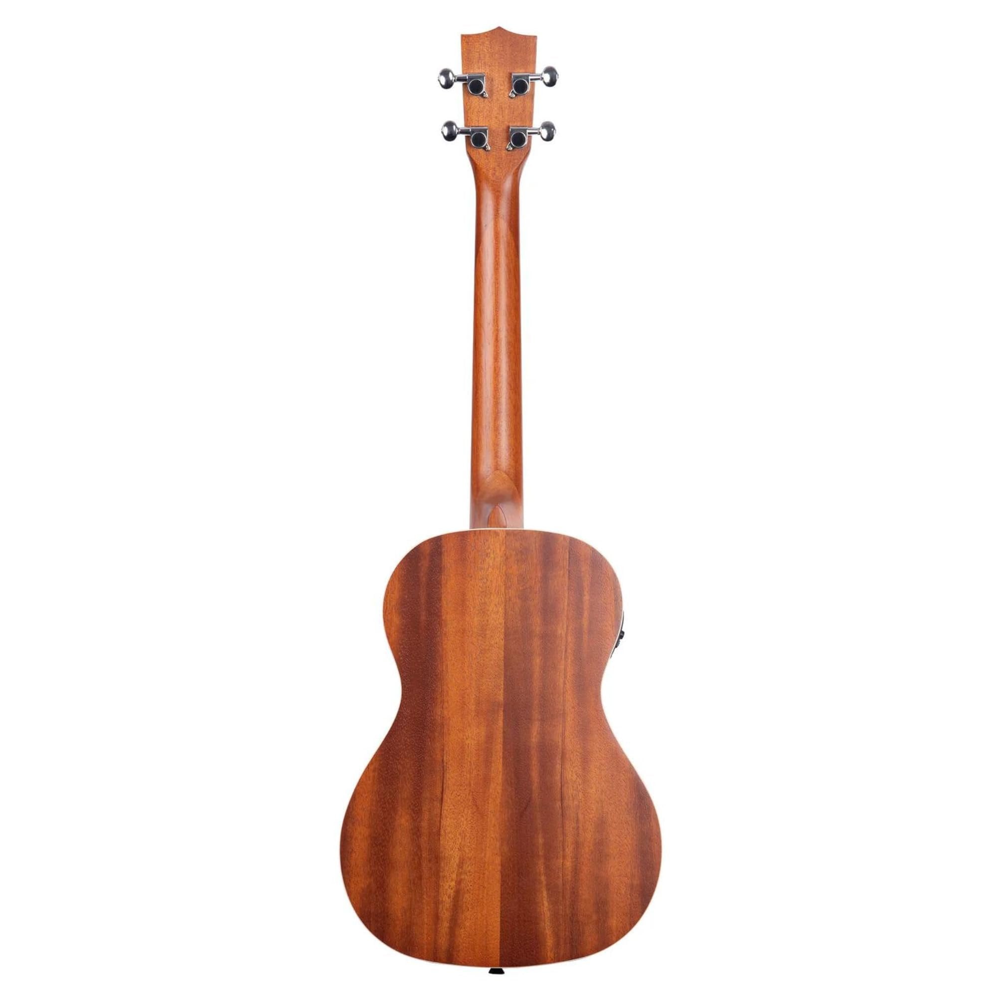 Kala KA-BE Mahogany Baritone Ukulele with EQ Bundle with KALA Klipz Blue Clip-On Tuner & Polishing Cloth – Electric-Acoustic Ukulele with Built-In EQ, Warm Tone & Chrome Die-Cast Tuners