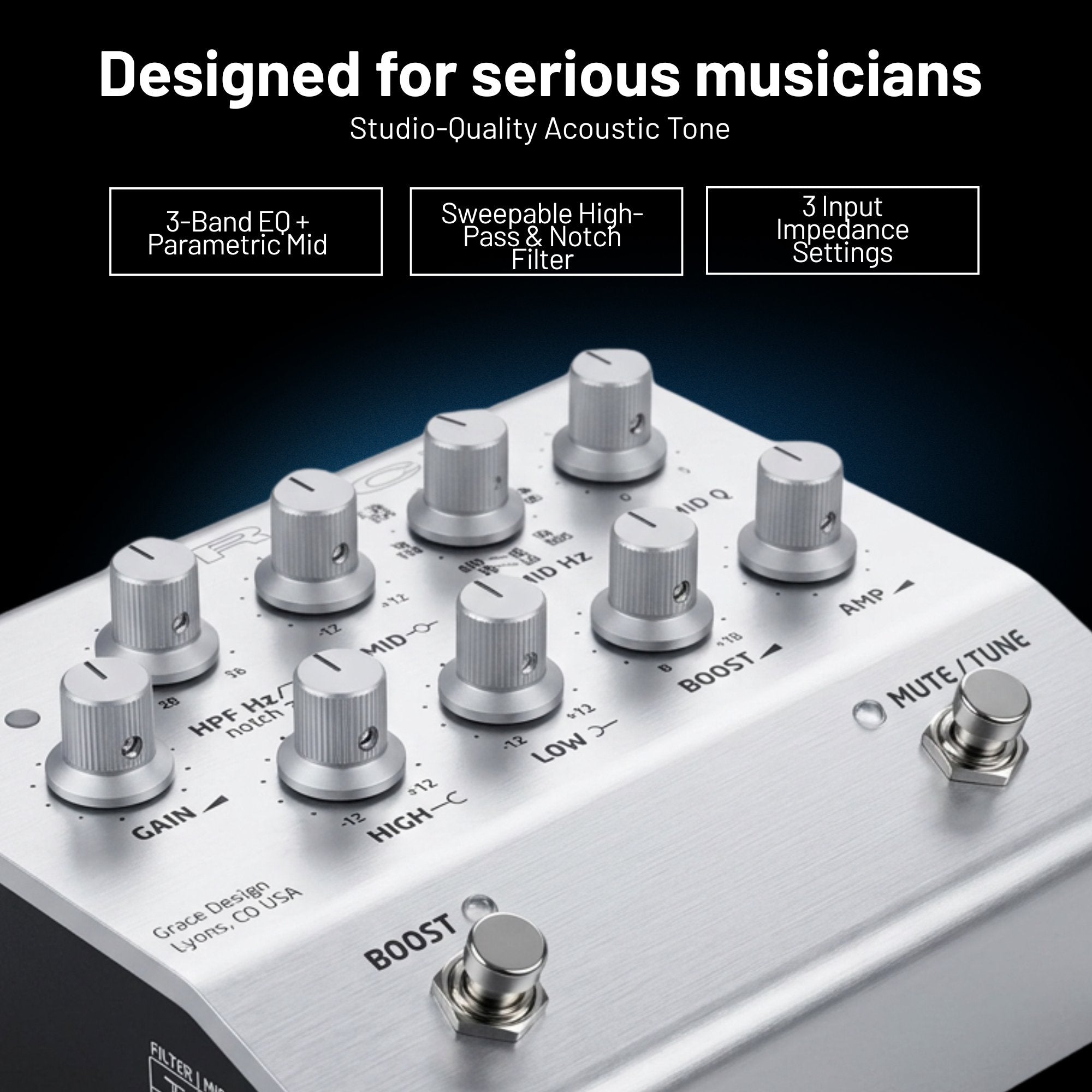 Grace Design ALiX Acoustic Instrument Preamp EQ DI Boost Pedal