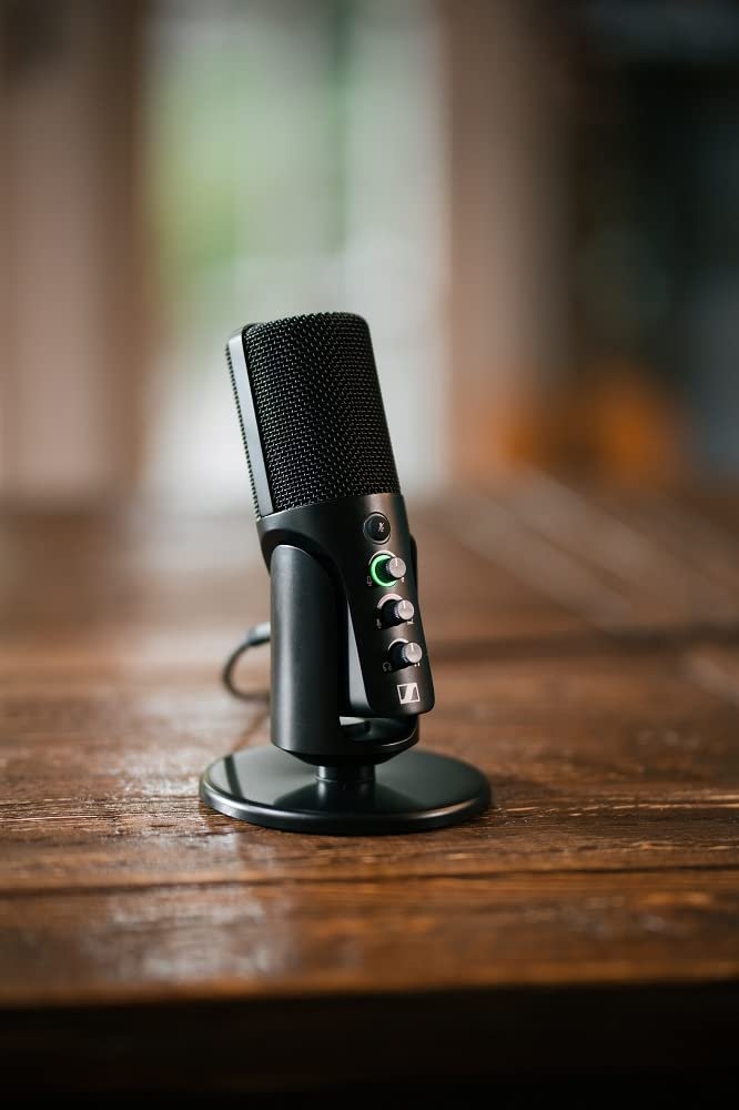 Sennheiser Professional Profile - USB Cardioid Condenser Microphone & Table Stand, 1.2 m USB-C Cable - Mute Button, Built-in Headphone Jack, Gain, Mix & Volume Control, for PC & Mac