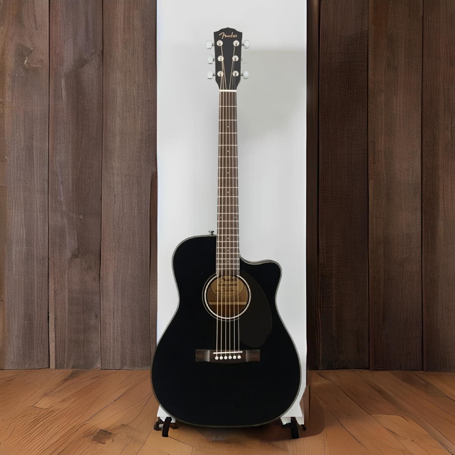 Fender CC-60SCE Acoustic Electric Guitar, Cutaway Concert, Black