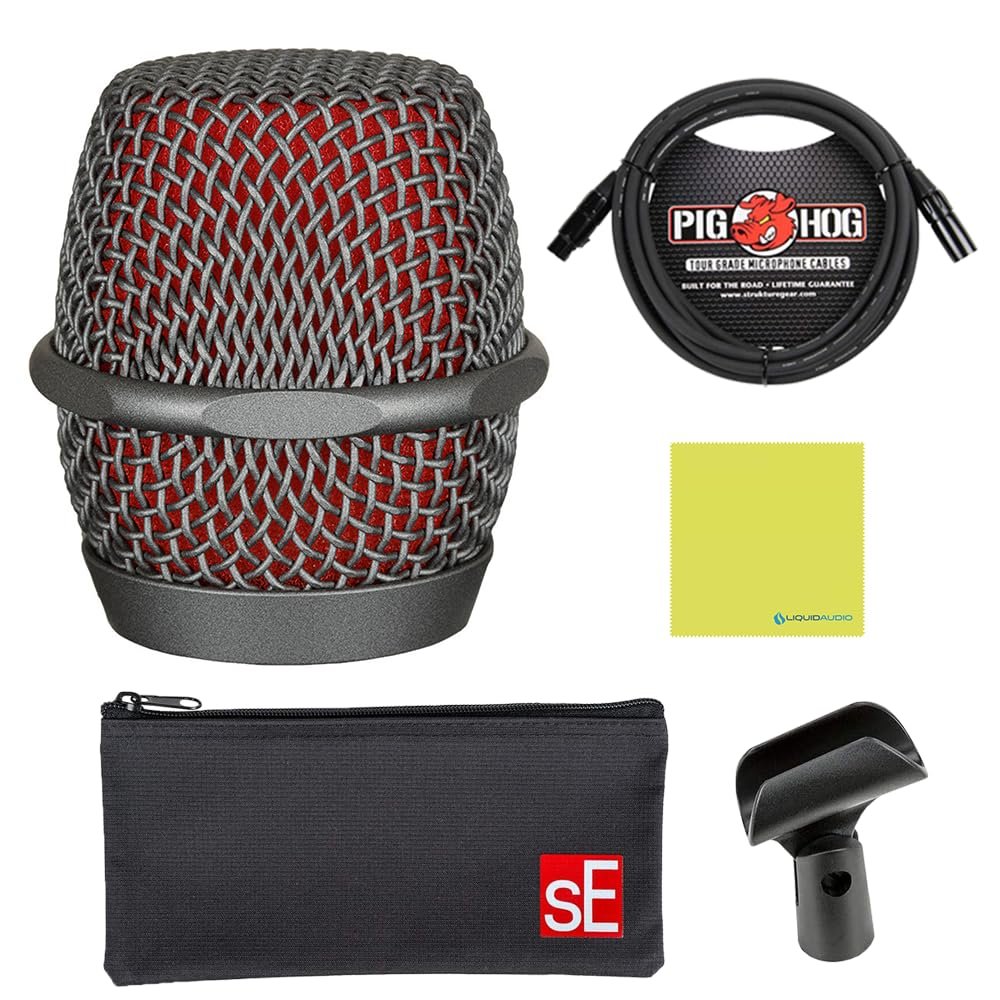 Liquid Audio sE Electronics V7 MC2 Mic Capsule for Sennheiser Wireless Bundle with Pig Hog PHM10 8mm Mic Cable Polishing Cloth
