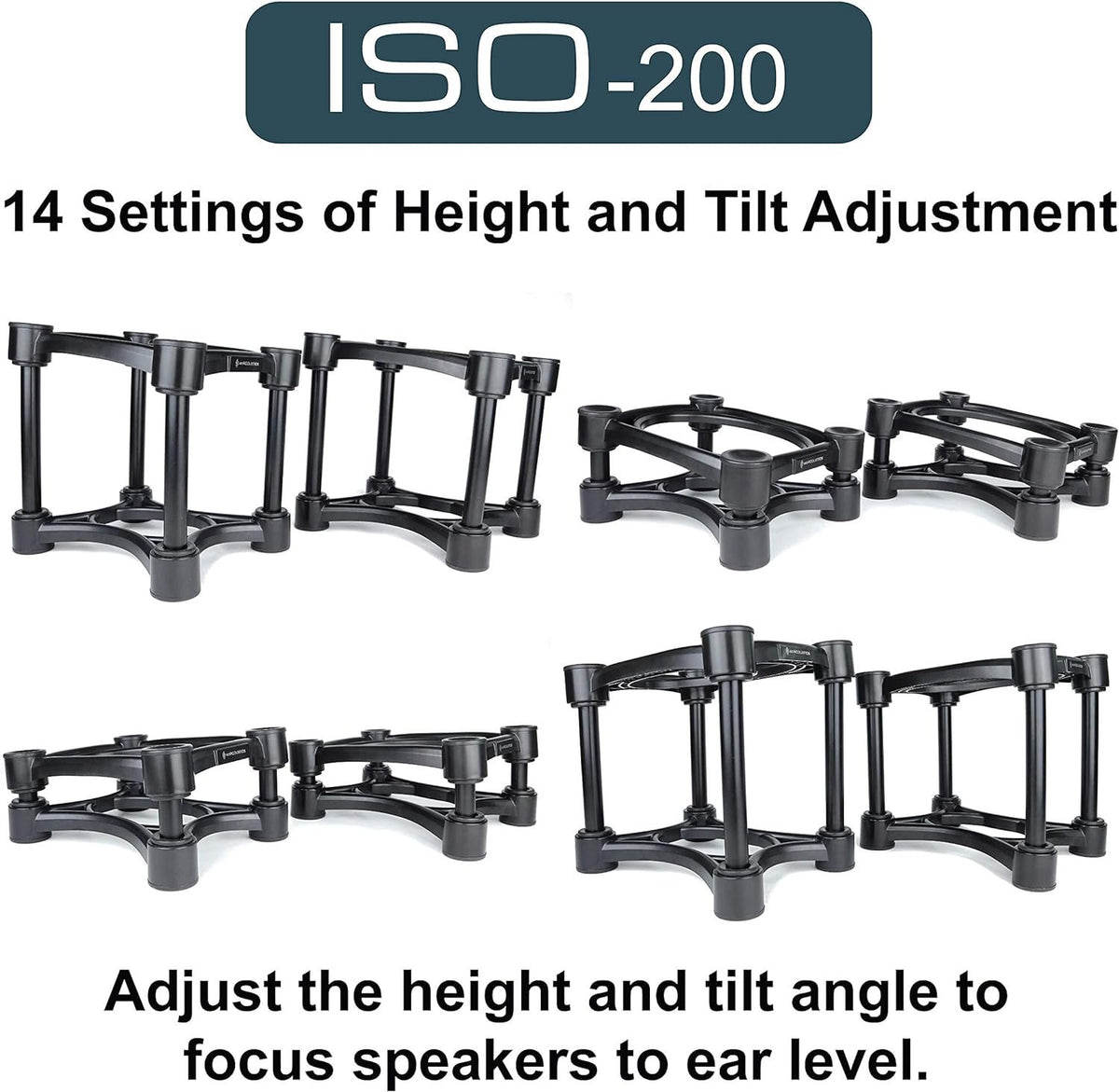 IsoAcoustics ISO-Stand Series Speaker Isolation Stands – Height & Tilt Adjustable, Pair