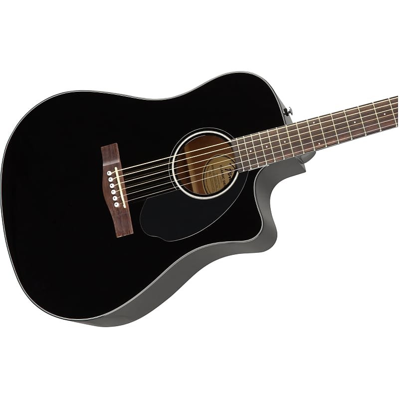 Fender CD-60SCE Dreadnought Acoustic Guitar, Walnut Fingerboard, Black, 0970113006