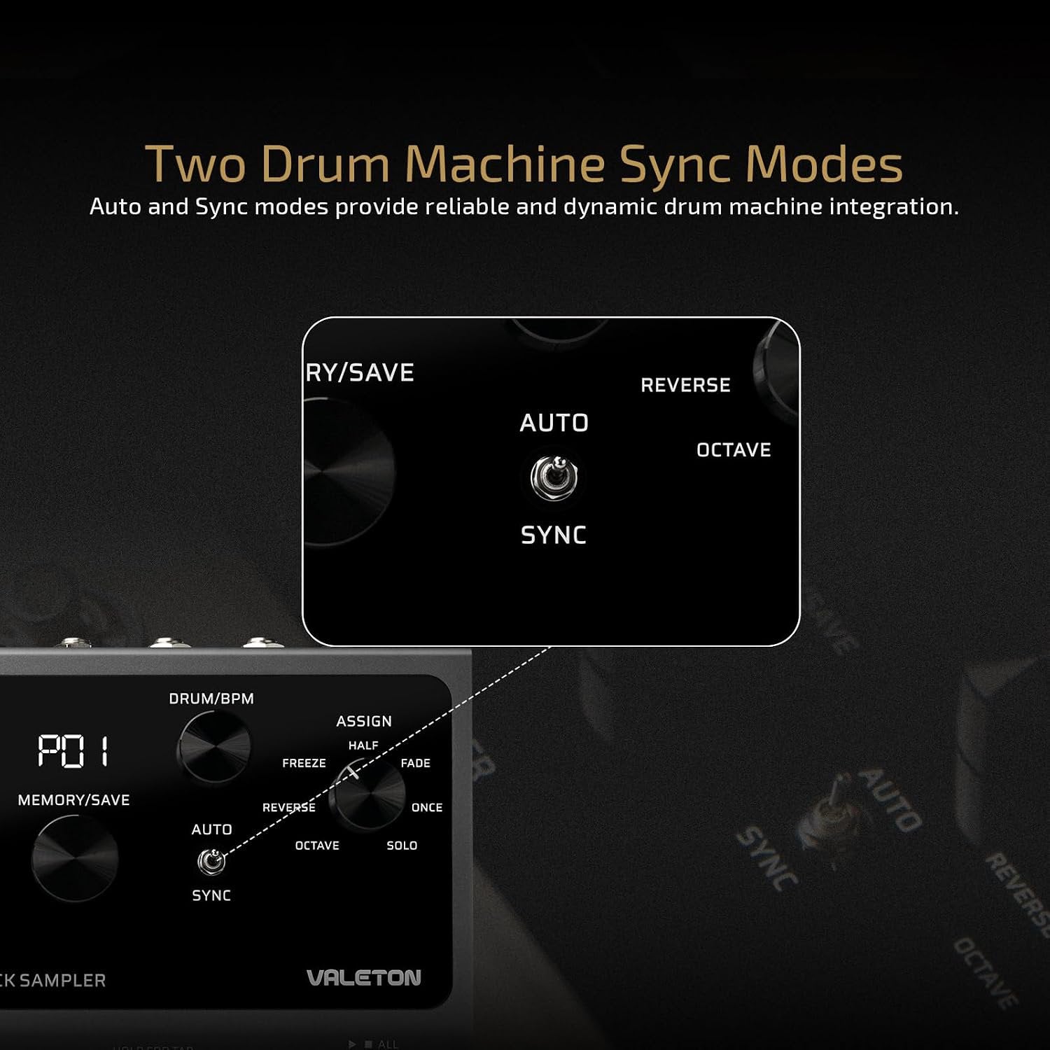 VALETON Guitar Loop Station Looper Pedal with 100-Stereo Drum Machine, 7 Customizable Effects, Assignable Knobs & Footswitches, USB Connectivity for Windows/Mac VLP-400 (Incl 1 PCS 15 CM TS Cable)