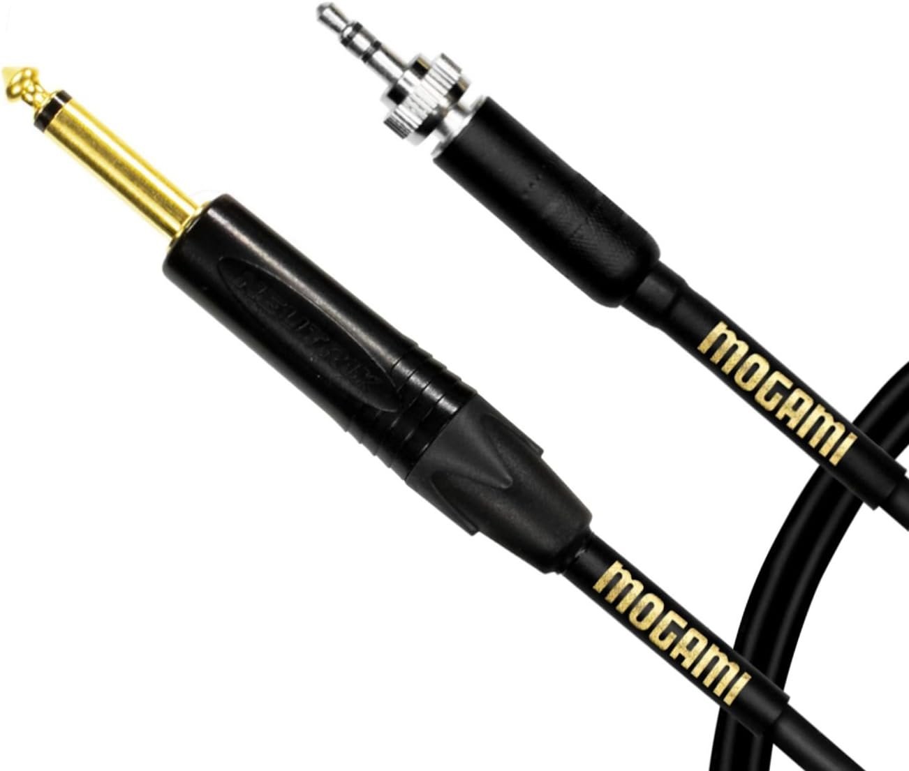 Mogami GOLD BPSE TS-24 Belt Pack Instrument Cable for Wireless Instrument Systems, 1/4" TS Male Plug to 3.5mm Locking TRS Male Plug, Straight Connectors, 24 Inch