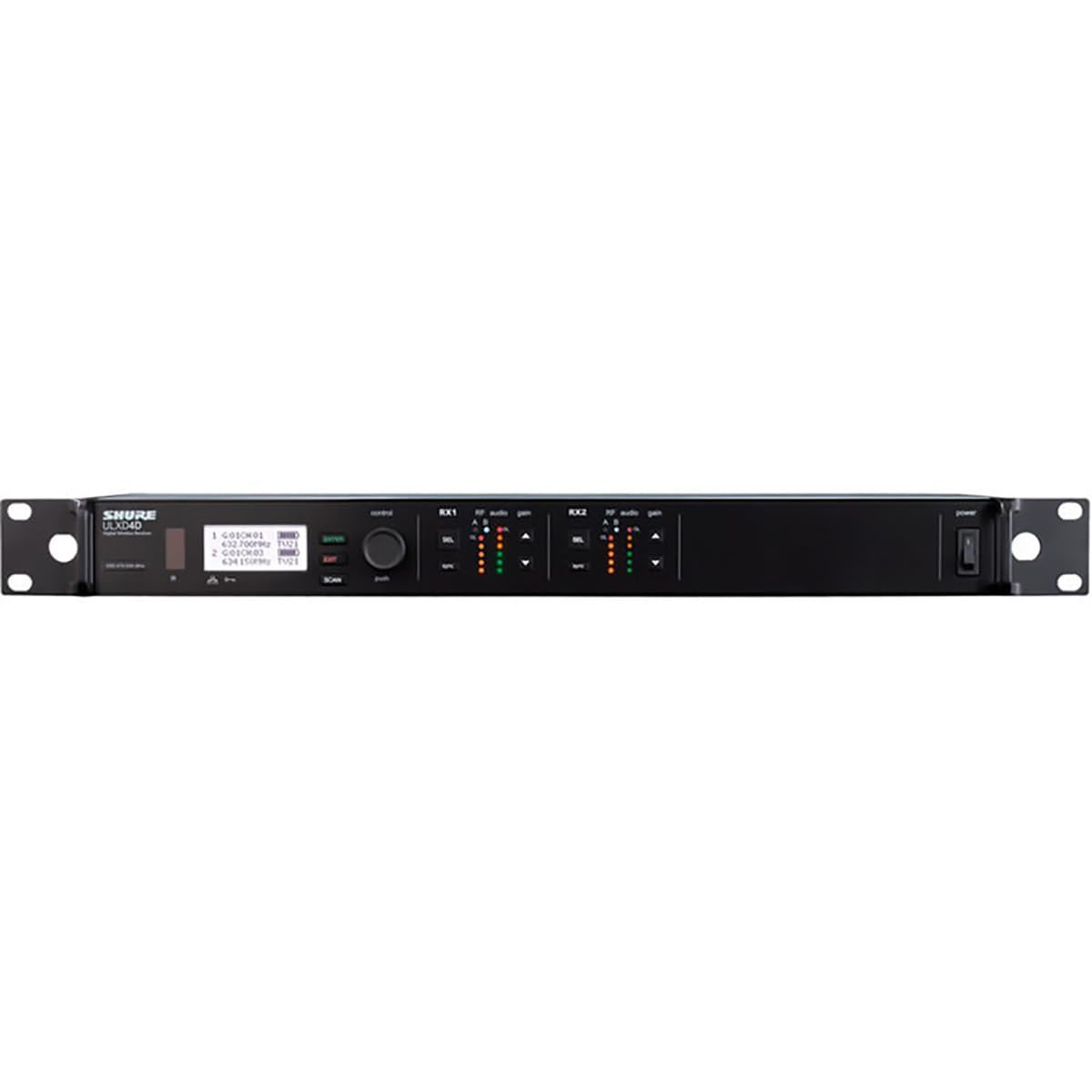 Shure ULXD4D Dual Channel Digital Wireless Receiver – for ULX-D Wireless Systems, Dante Enabled, Transmitters Sold Separately | G57 Band (ULXD4D=-G57)