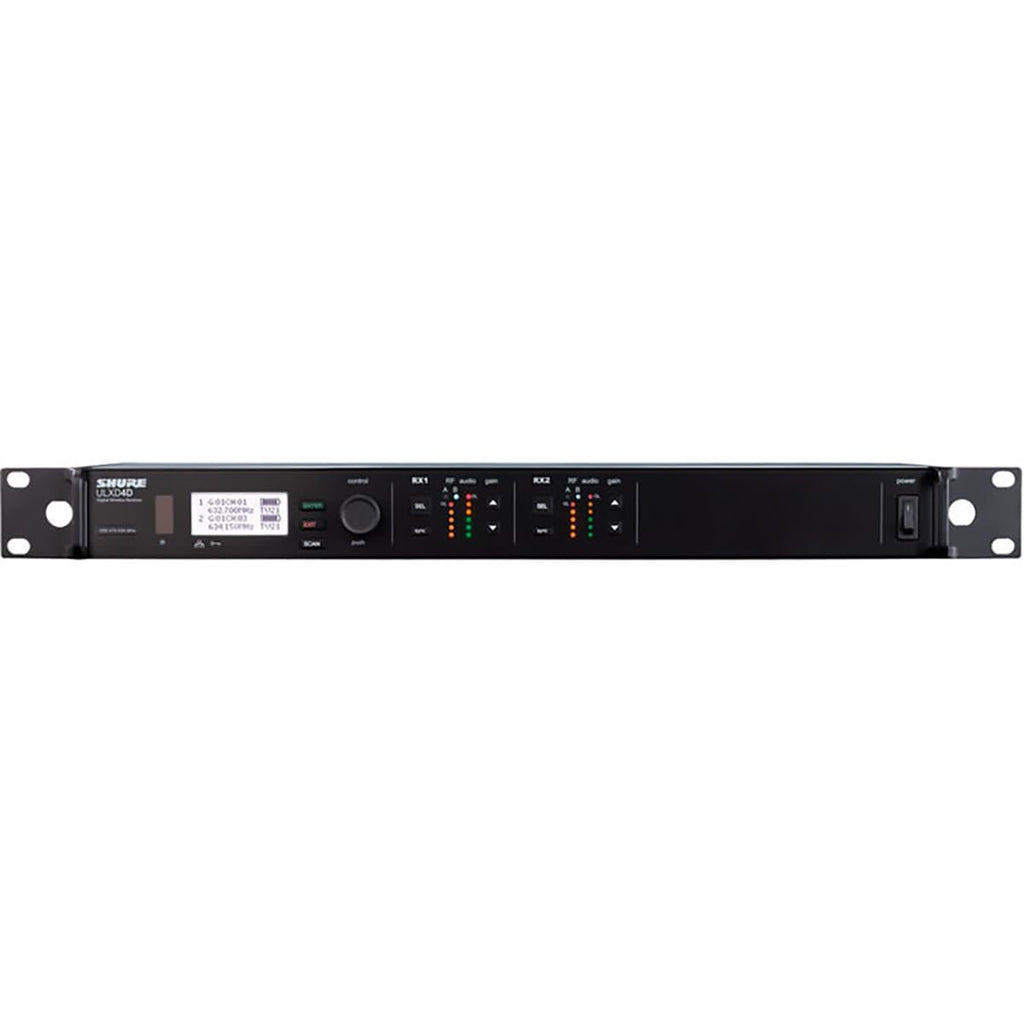 Shure ULXD4D Dual Channel Digital Wireless Receiver – for ULX-D Wireless Systems, Dante Enabled, Transmitters Sold Separately | G57 Band (ULXD4D=-G57)