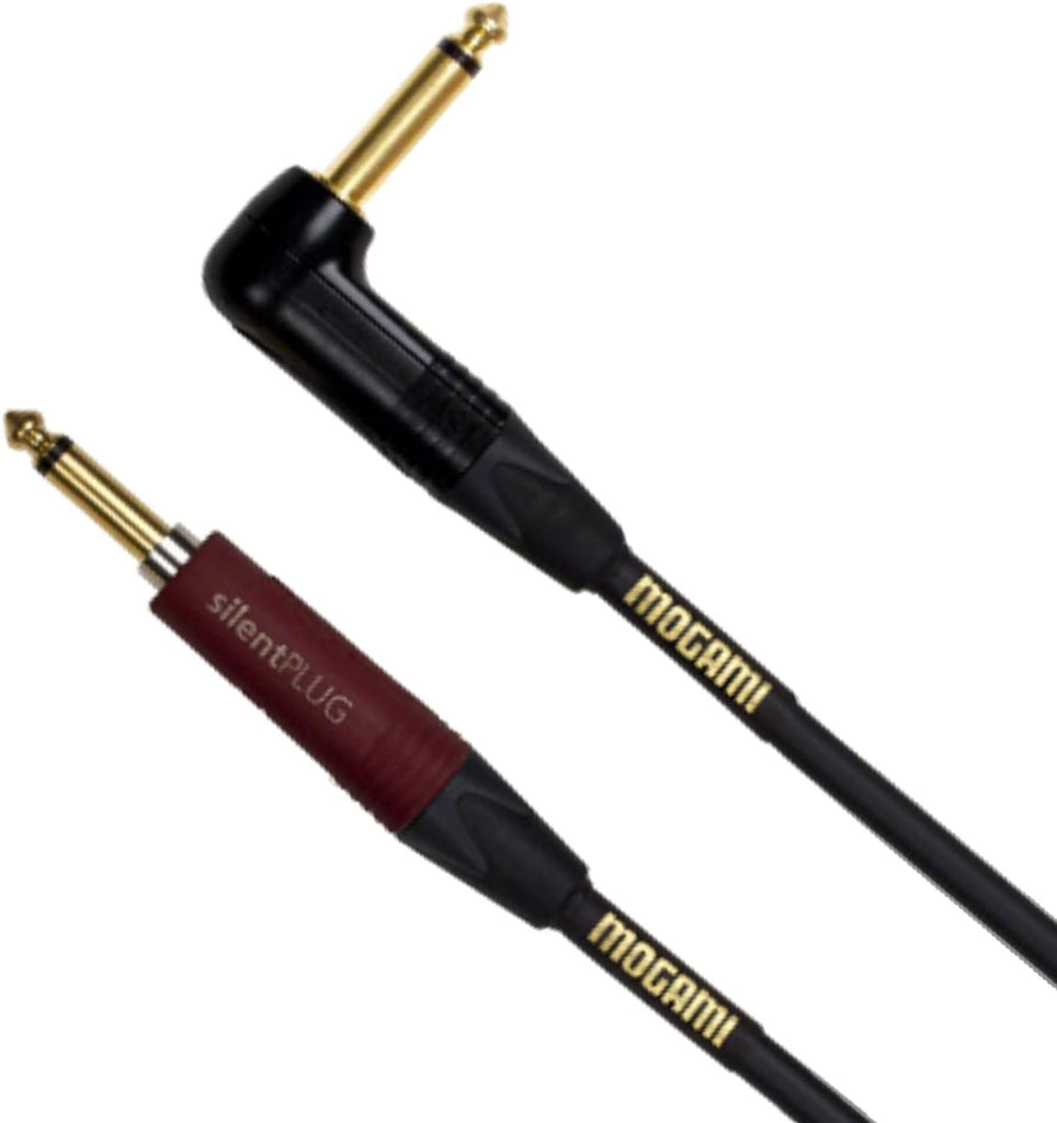 Mogami Gold INST Silent Guitar Instrument Cable, Straight to Right Angle