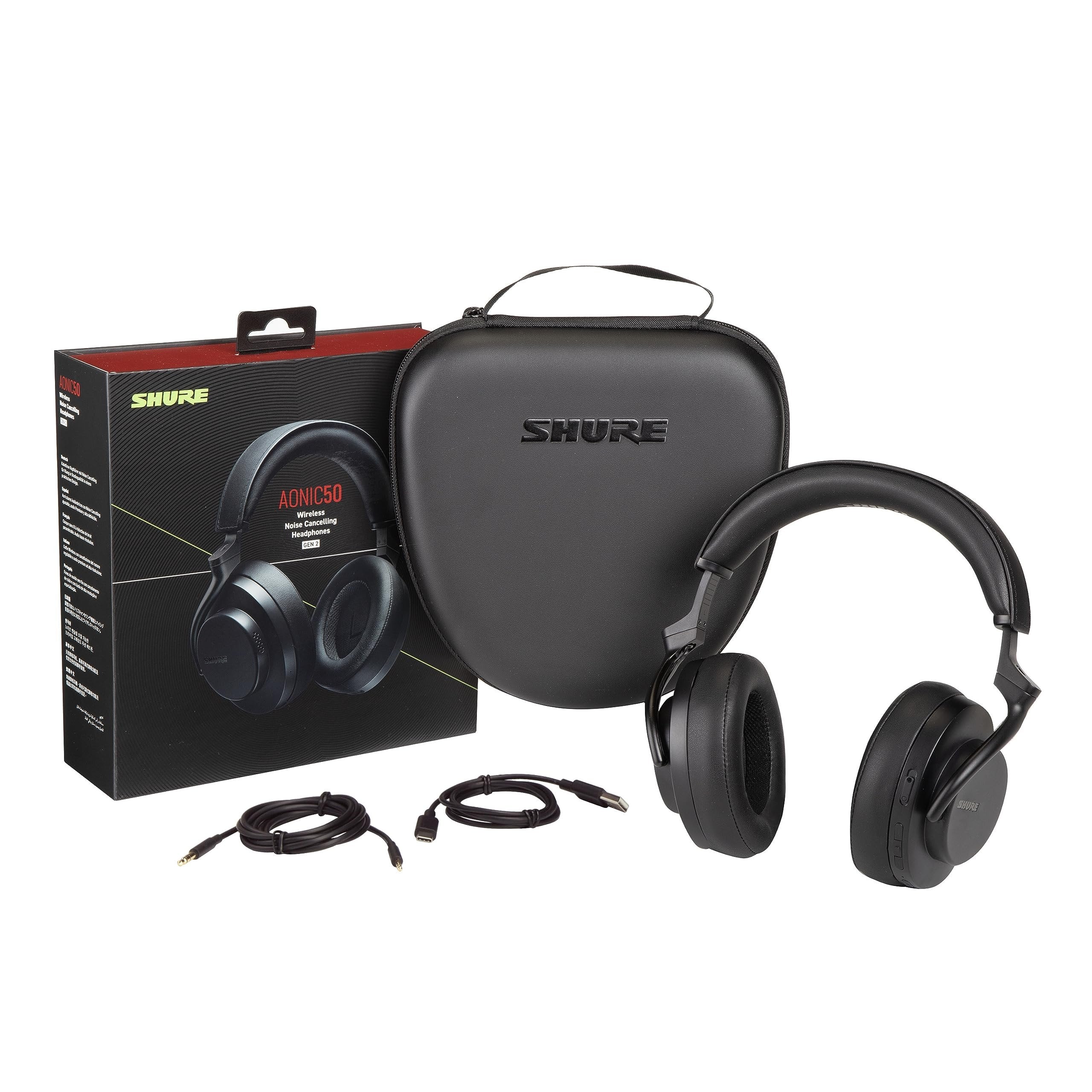 Shure AONIC 50 Gen 2 Wireless Noise Cancelling Headphones, Premium Studio Sound, Bluetooth 5, Customizable EQ, 45-Hour Battery, Over-Ear, Black