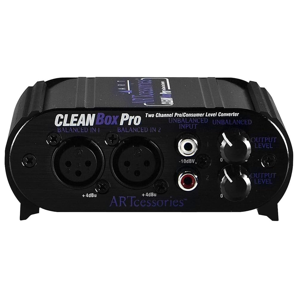 ART CLEANBox Pro Dual Channel Level Converter Bundle with 2x 3ft Pig Hog 8mm XLR Mic Cables & Polishing Cloth – Converts Between Consumer & Pro Line Levels, Balanced & Unbalanced Signals