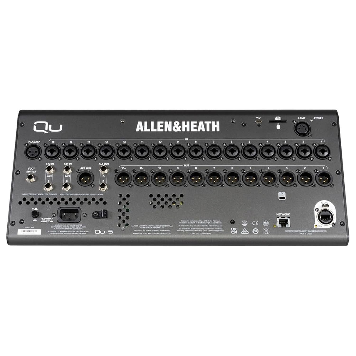 Allen & Heath Qu-5 38-Channel Digital Mixer with 96kHz XCVI Core, DEEP Processing, Touchscreen Interface, Flexible Routing, USB Recording & SLink I/O Connectivity