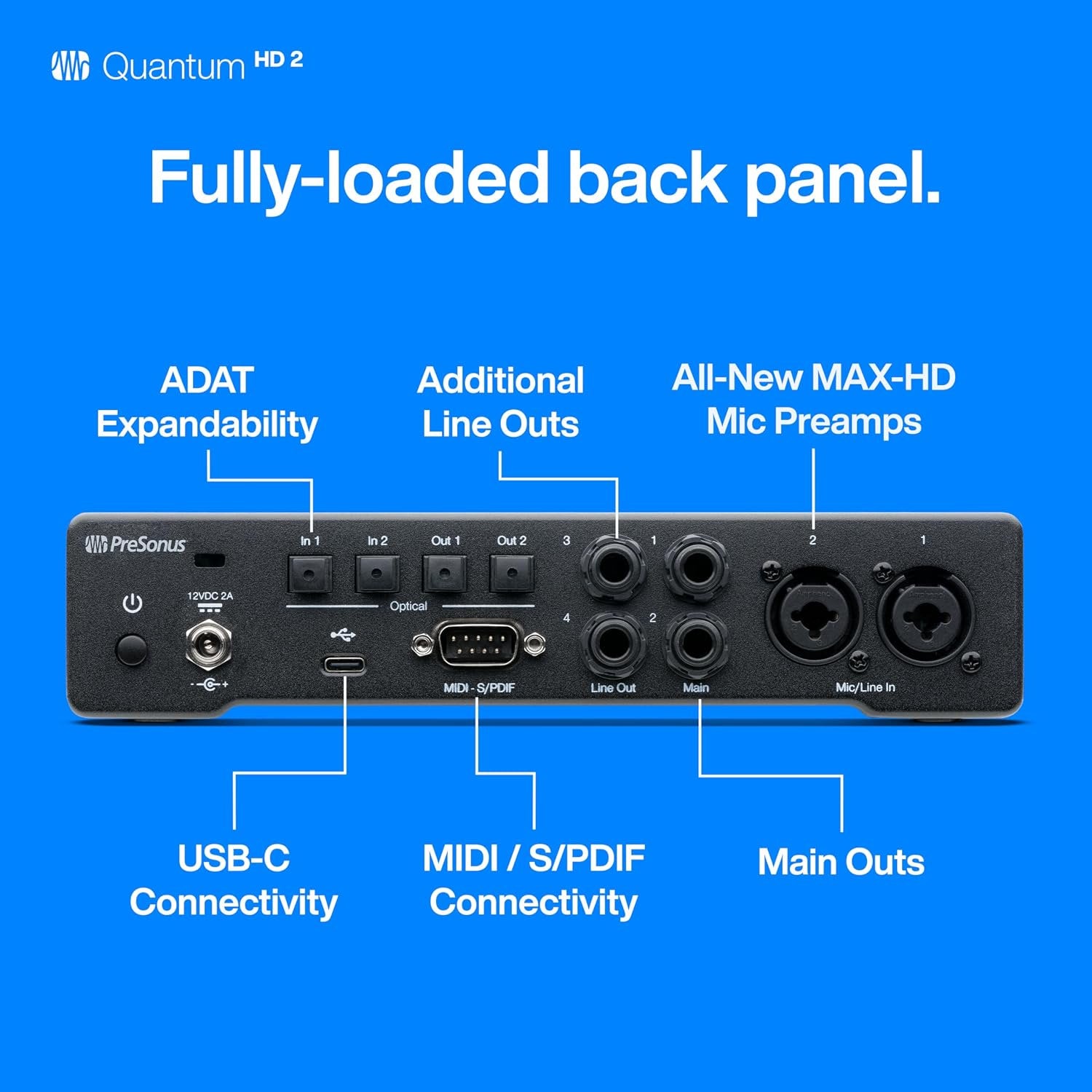 PreSonus Quantum HD 2 20 x 24, 32-bit / 192 kHz USB-C Audio Interface with Fender Studio Pro Software