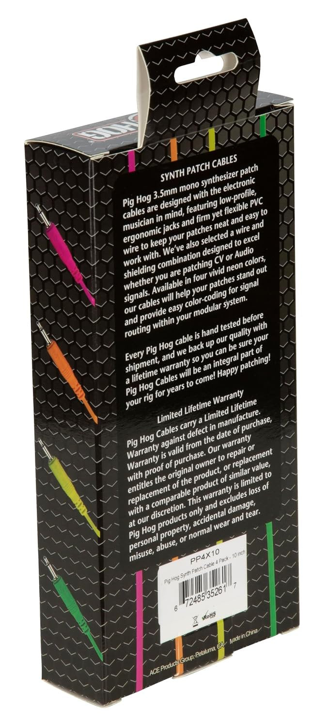 Pig Hog PP4X10 Synth Patch Cable 4 Pack 10in