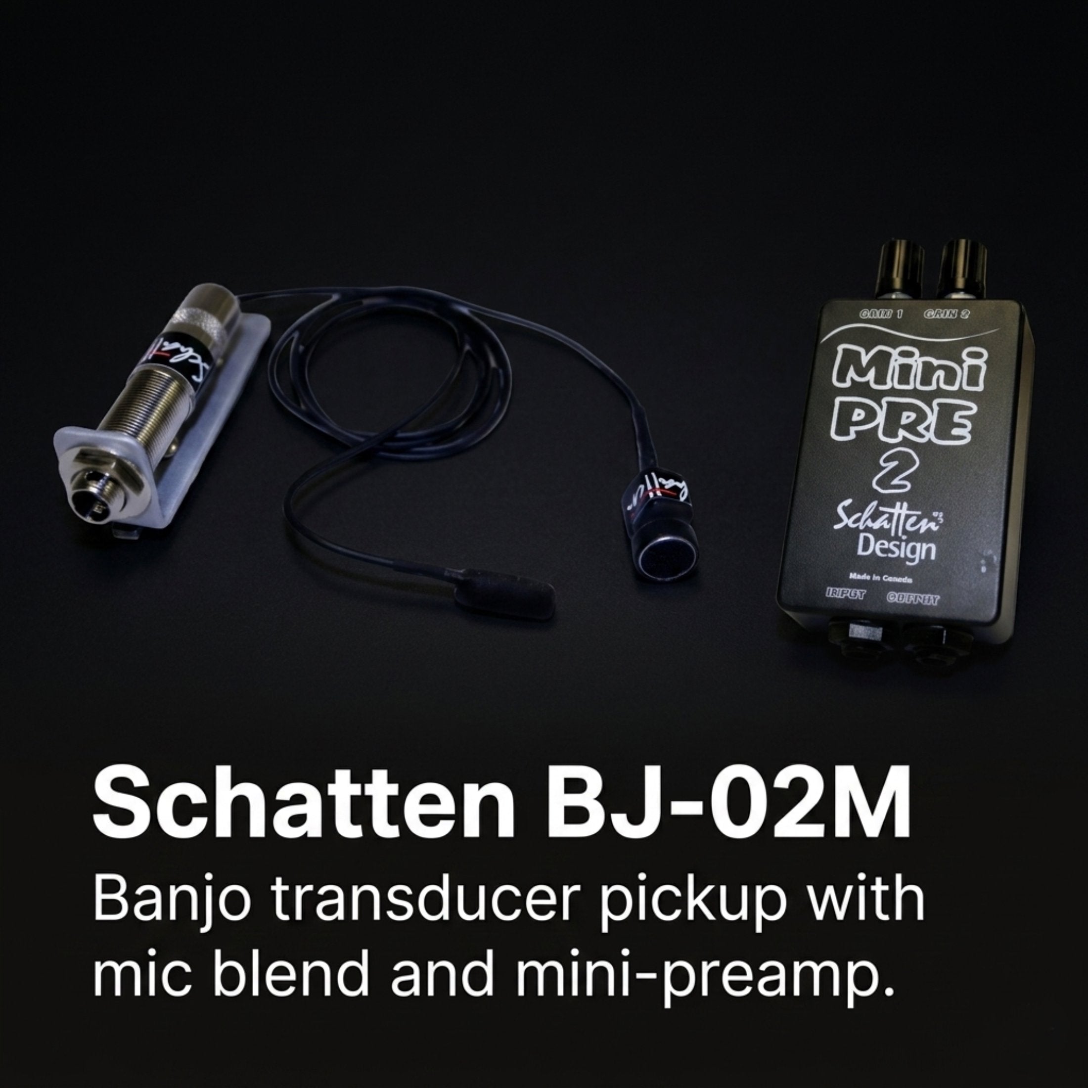 BJ-02M Banjo Pickup w/Microphone and Mini-Pre 2 Dual Channel Preamp
