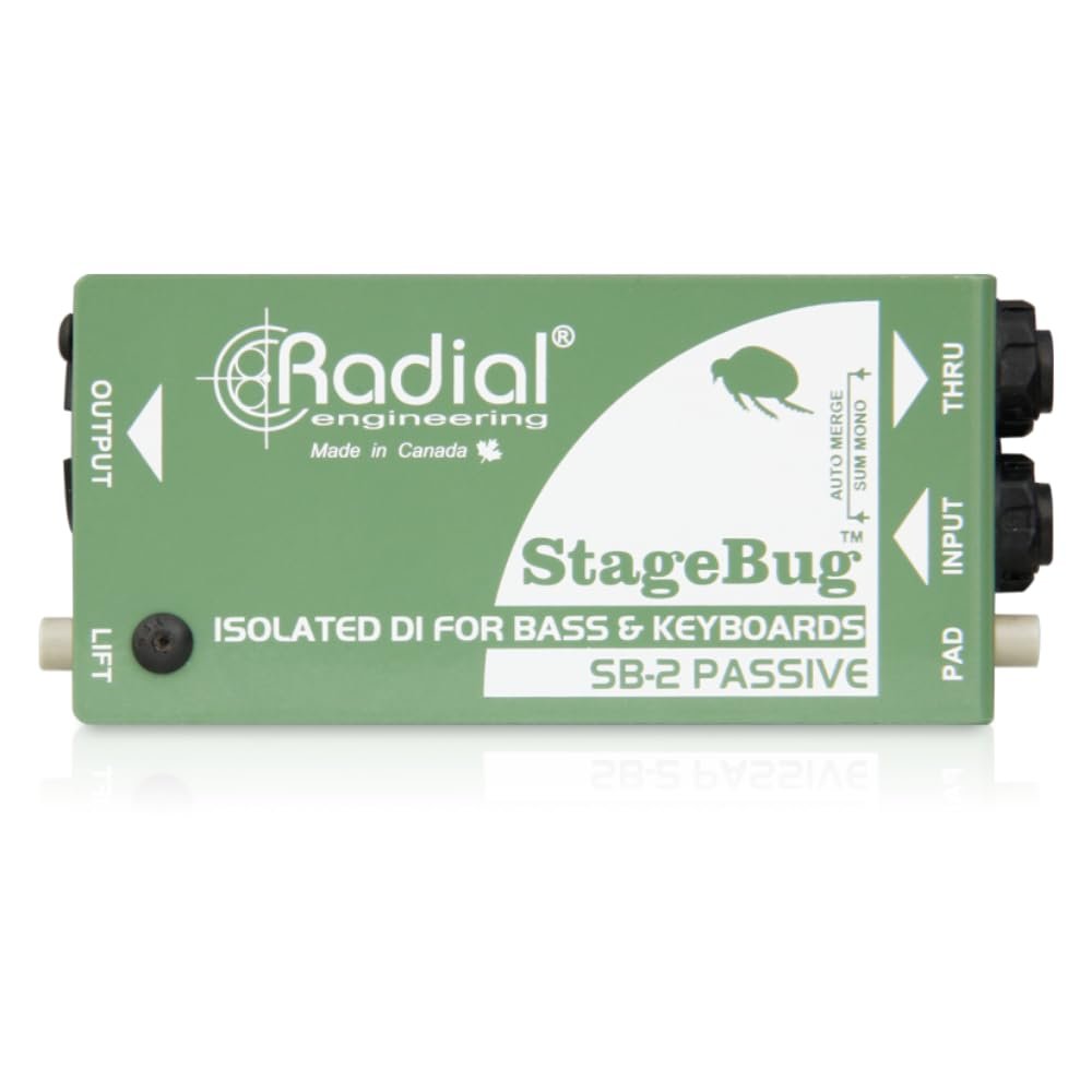 Radial Engineering StageBug SB-2 Compact Passive DI Bundle w/Pig Hog PCH10BK "Black Woven" Instrument Cable and Liquid Audio Polishing Cloth
