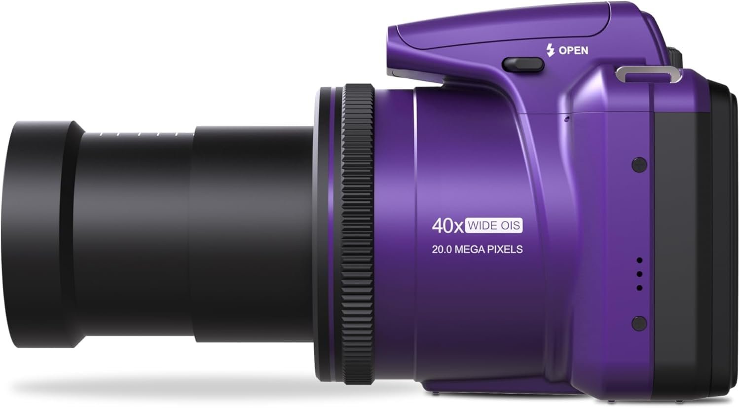 Minolta MN40Z 20MP Digital Camera – 40x Optical Zoom, 1080p FHD Video, 3.0" LCD, Wi-Fi, Face/Smile/Blink Detection – Purple