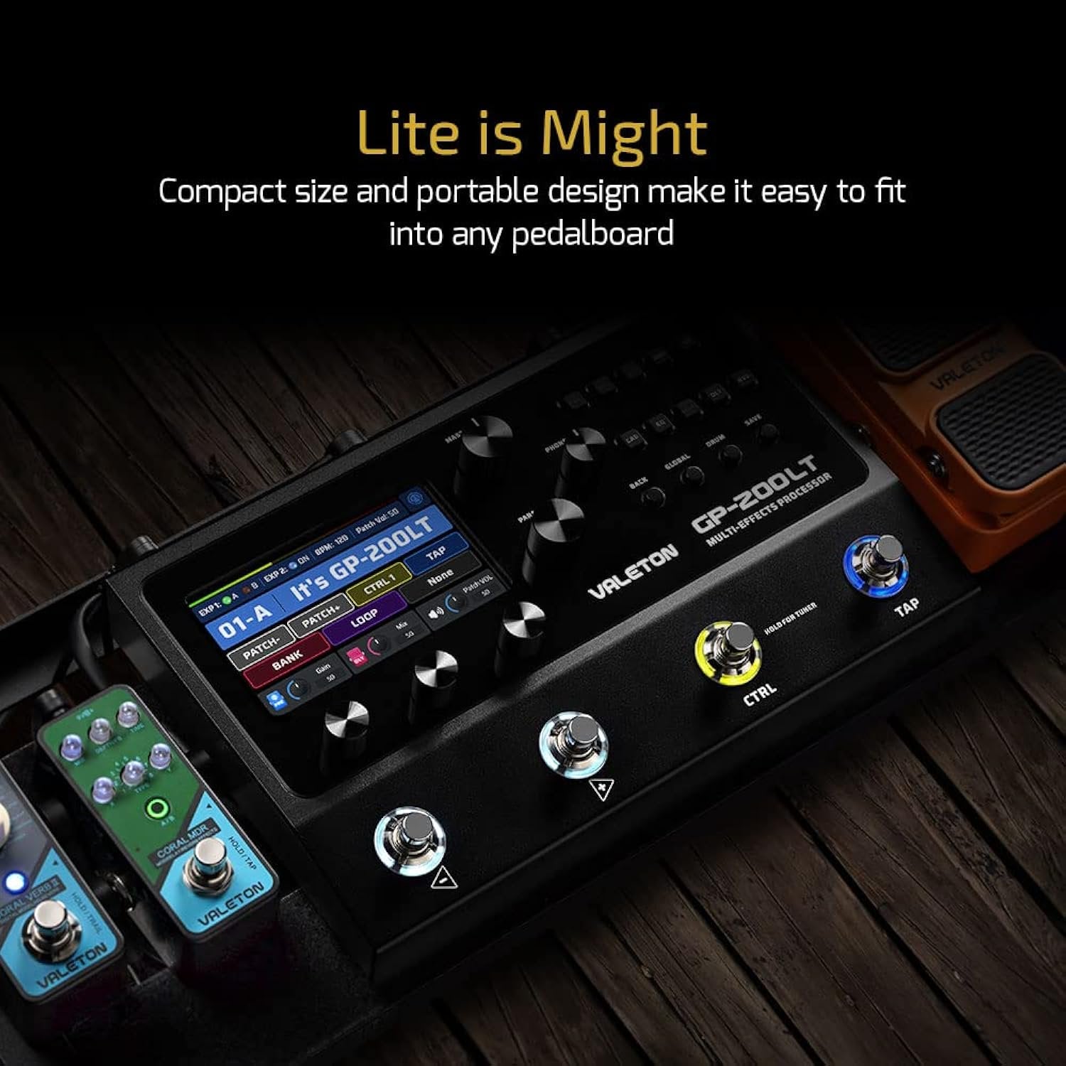 Valeton Multi Effects Pedal Multi Effects Processor Guitar Effects Pedal Bass Pedal Amp Modeling IR Cabinets Simulation Multi-Effects with FX Loop MIDI I/O Stereo OTG USB Audio Interface GP-200LT