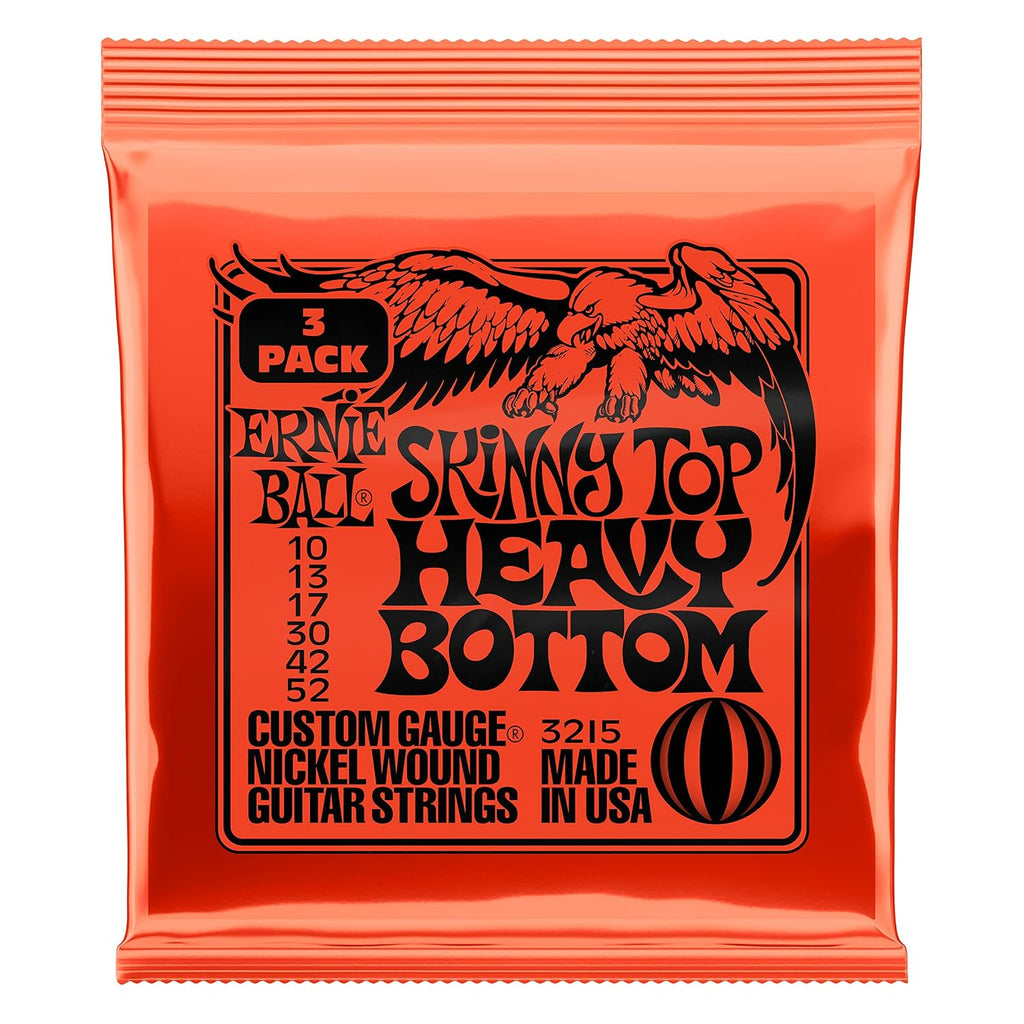 Ernie Ball Skinny Top Heavy Bottom Slinky Nickel Wound Electric Guitar Strings 3-pack, 10-52 Gauge (P03215)