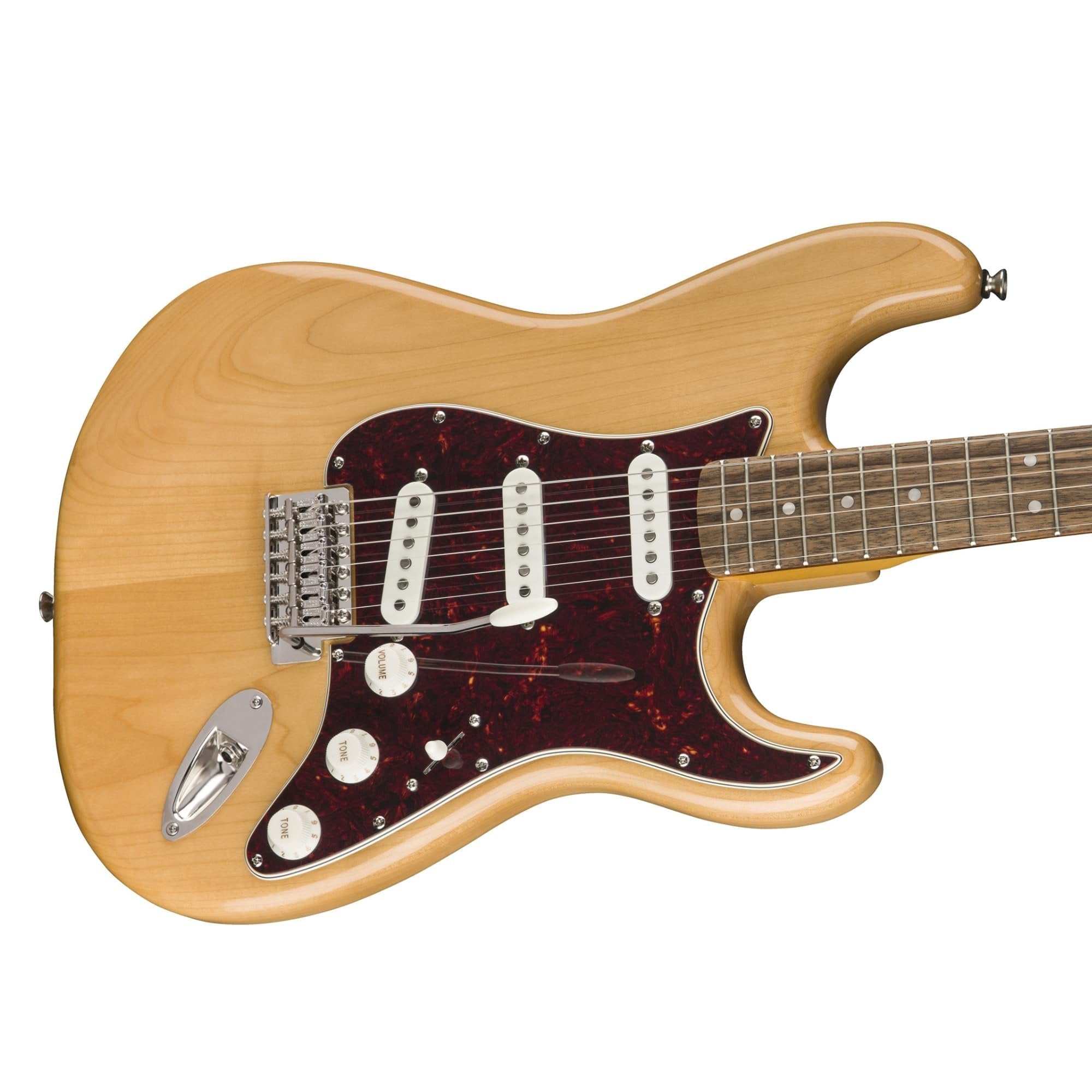 Squier Classic Vibe '70s Stratocaster, Indian Laurel Fingerboard, Natural - 0374020521 Bundle w/ 12-Pack Guitar Pick and Liquid Audio Polishing Cloth