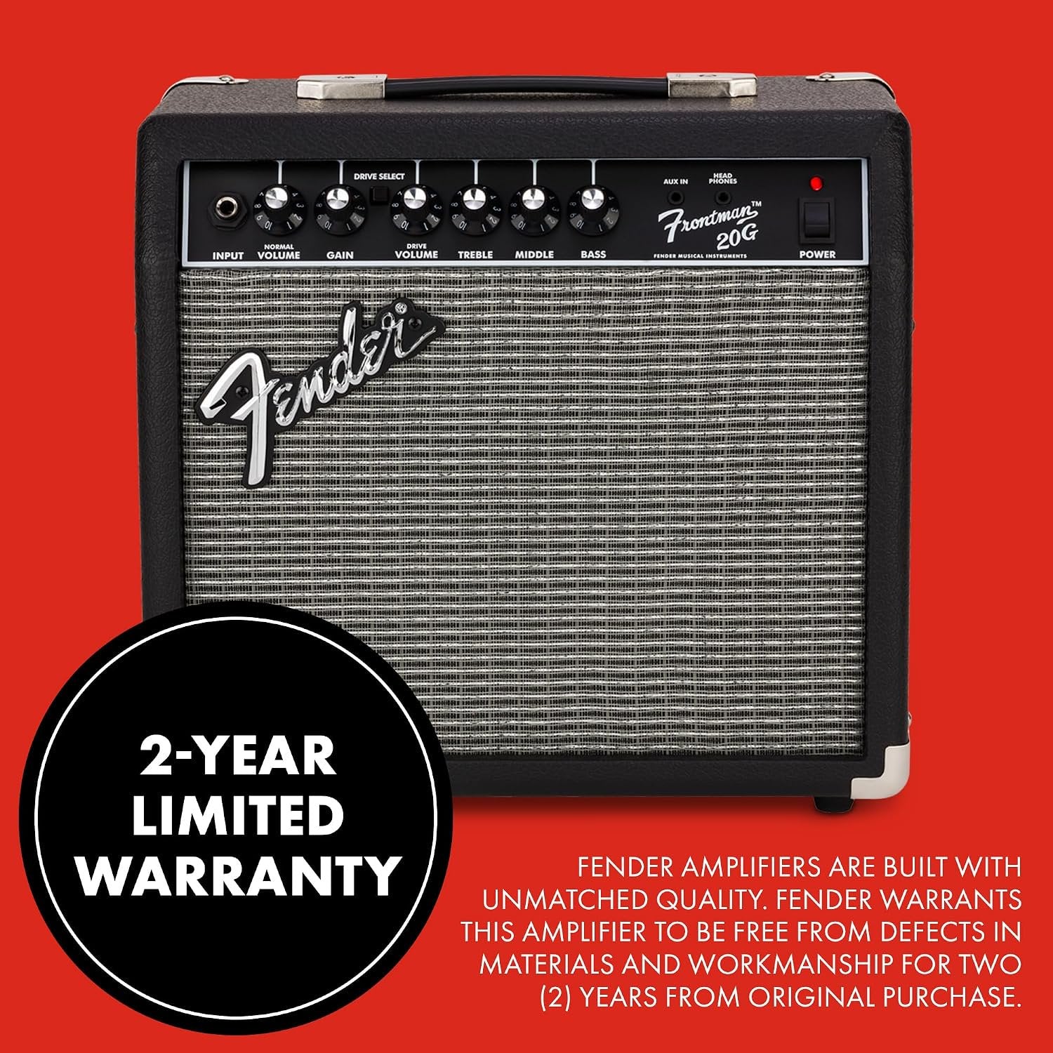 Fender Frontman 20G Electric Guitar Amplifier, 20-Watt Amp, 8" Speaker