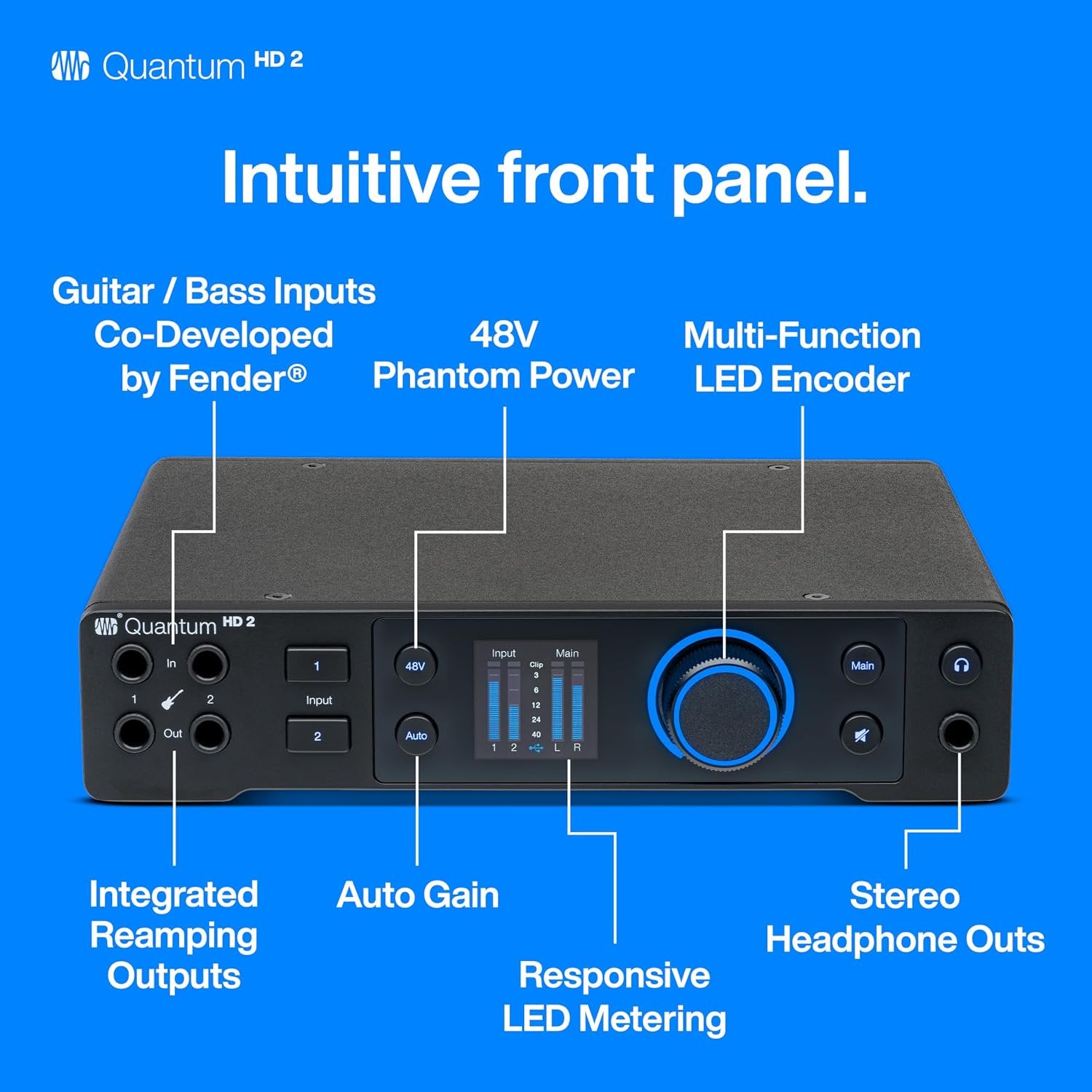 PreSonus Quantum HD 2 20 x 24, 32-bit / 192 kHz USB-C Audio Interface with Fender Studio Pro Software