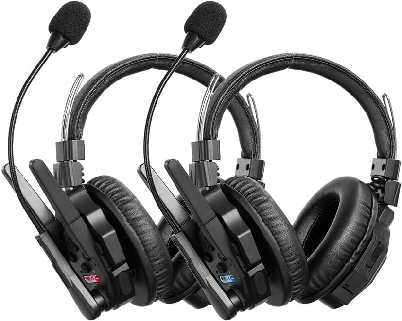 SYNCO Xtalk XMax2 Full-Duplex Wireless Intercom System with 2PCS Double-Ear Headsets (2.4GHz) for Team Communication, Film and Live Stage Use Bundle Polishing Cloth