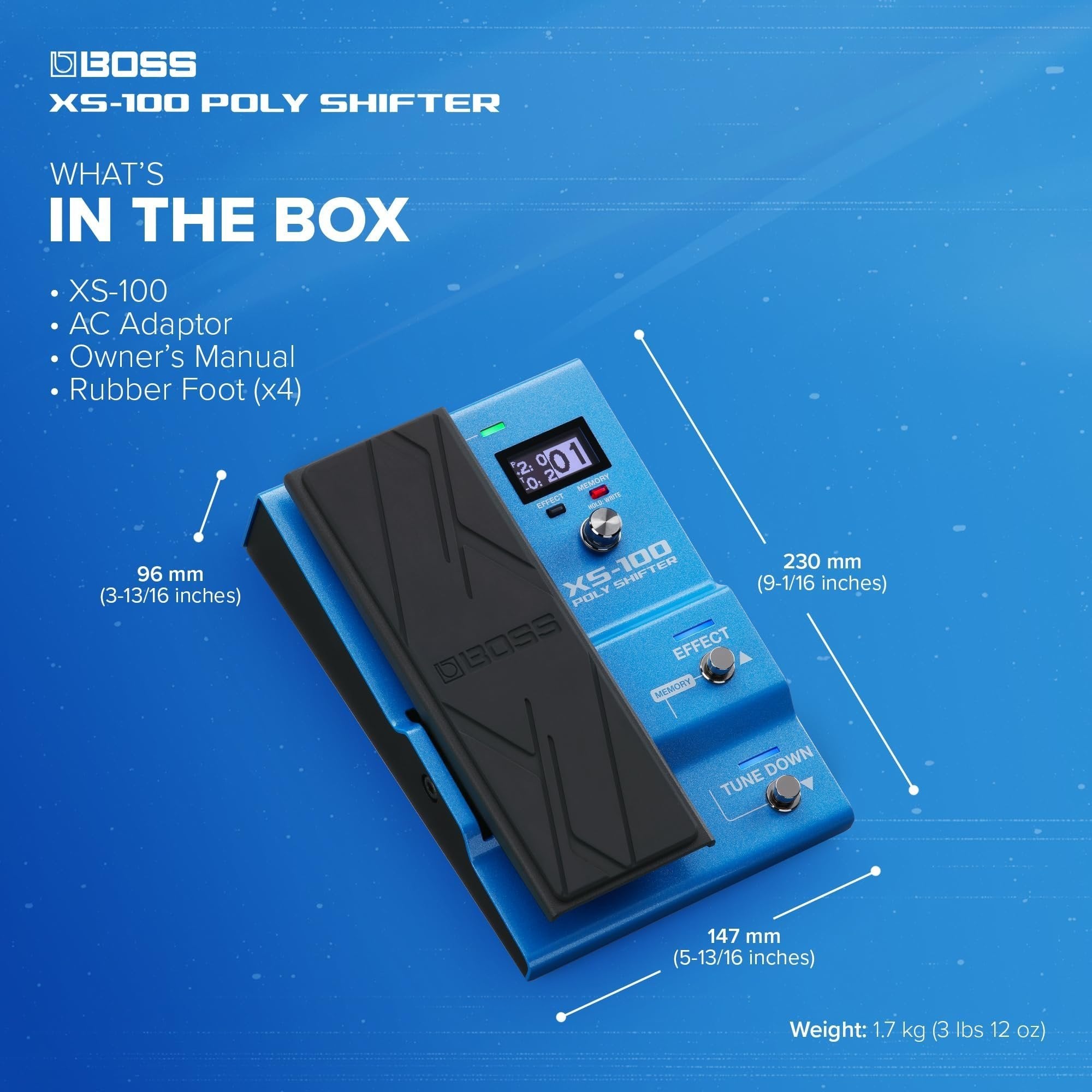 BOSS XS-100 Poly Shifter | Advanced Pitch Shifting Workstation | Class-Leading Sound | Total Pitch Control for Guitar/Bass Across 8 Octaves | Onboard Pedal & Display | 30 Memories for Saving Setups