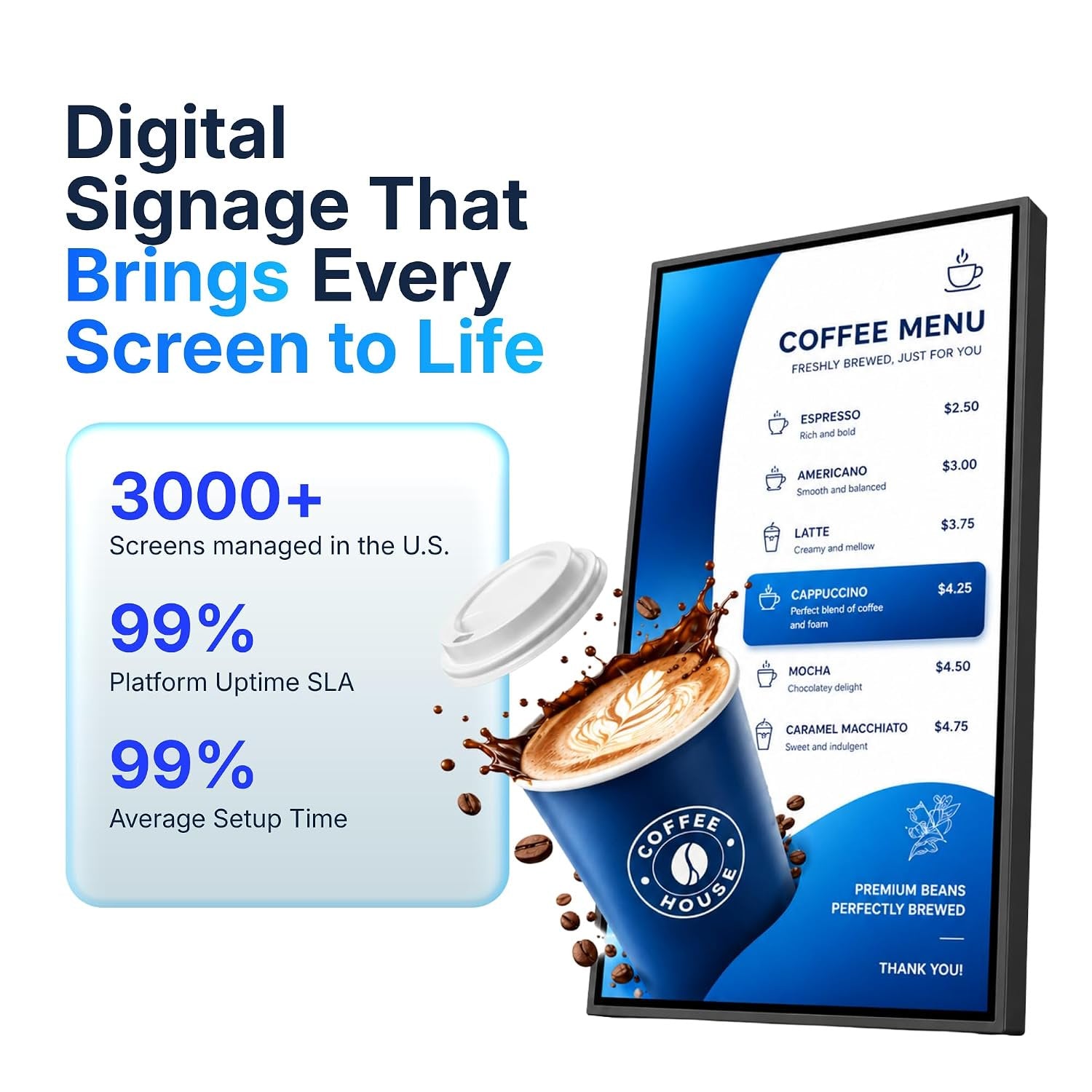 Citadel Digital Signage Display Board and Menu for Business with Offline Playback, Built-in Apps, 4K HDMI and Easy Set Up in Less Than 5 Minutes